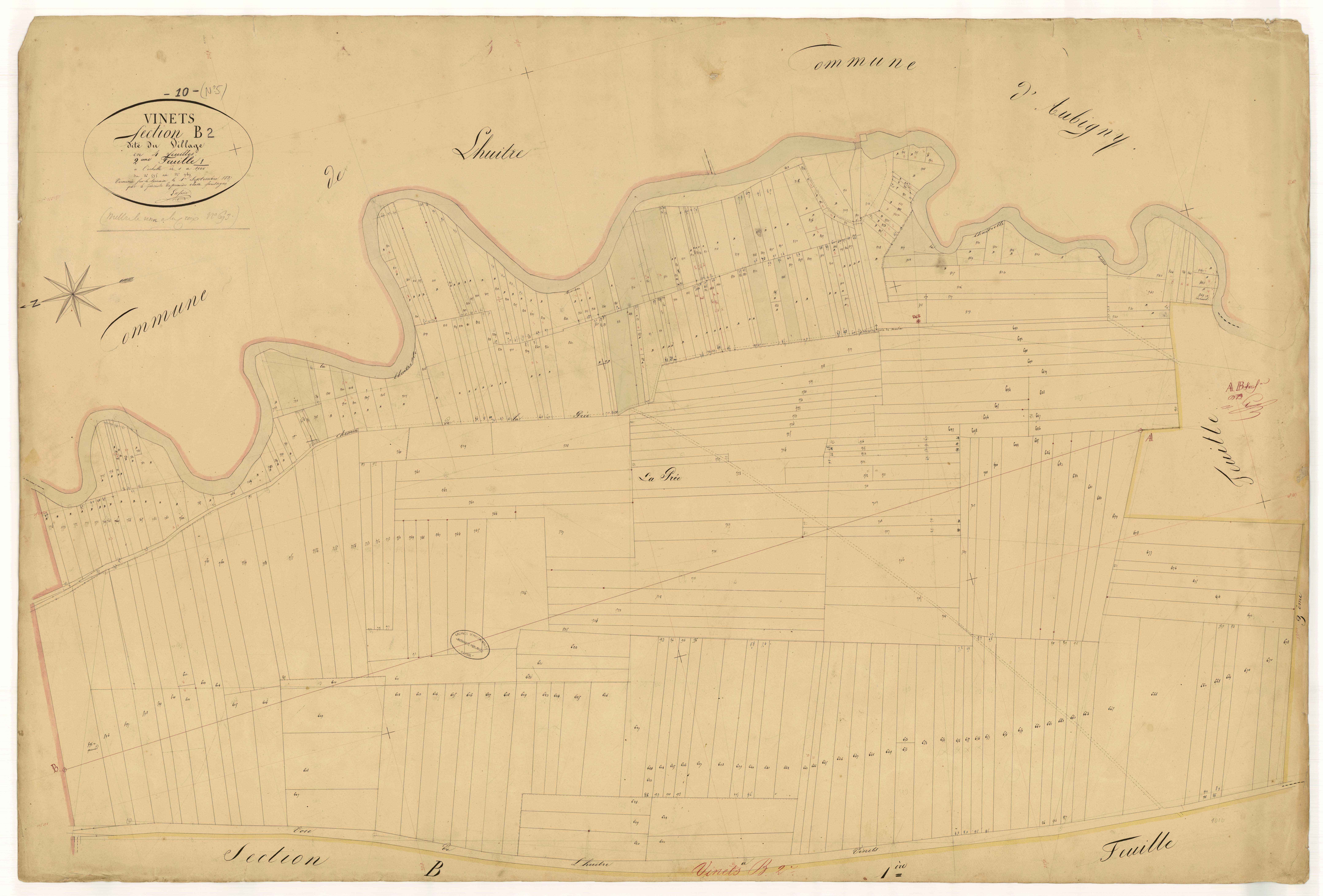 Vinets, section B dite du village, feuille n°2, parcelles n°595-949