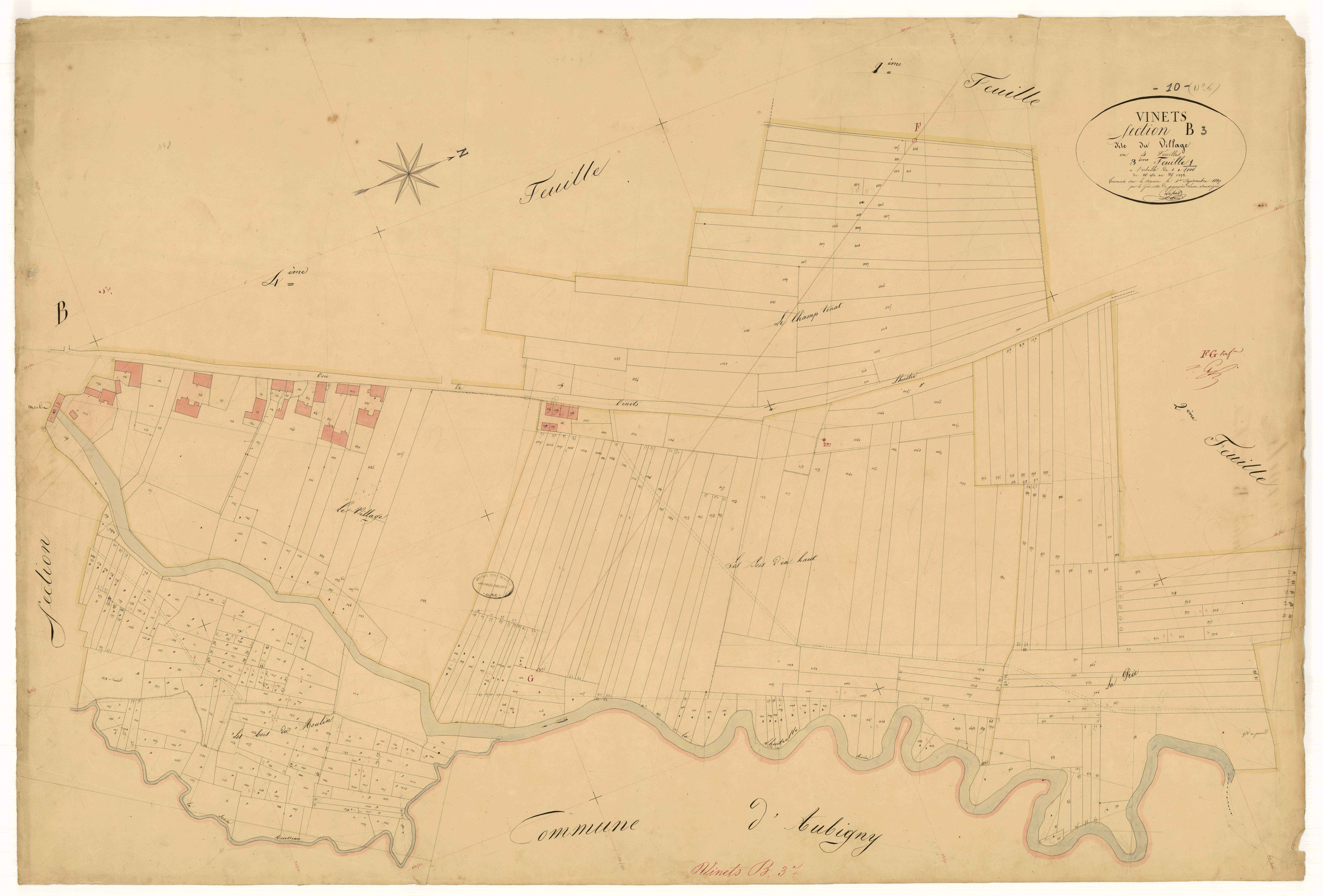 Vinets, section B dite du village, feuille n°3, parcelles n°950-1278