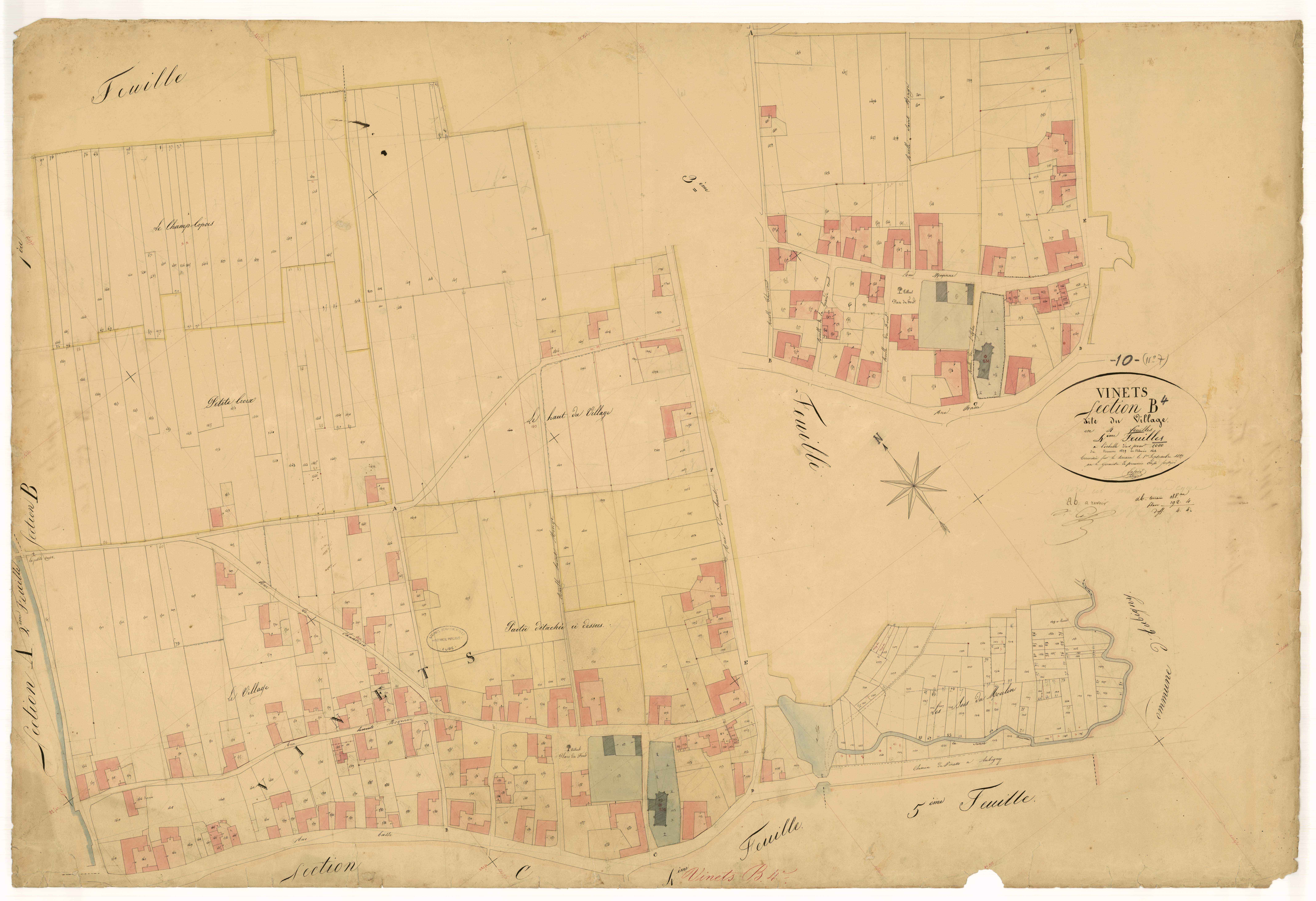Vinets, section B dite du village, feuille n°4, parcelles n°1279-1614