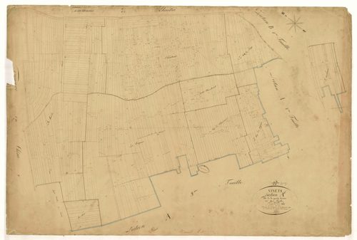 Vinets, section A dite de la grande contrée, feuille n°1, parcelles n°1-682