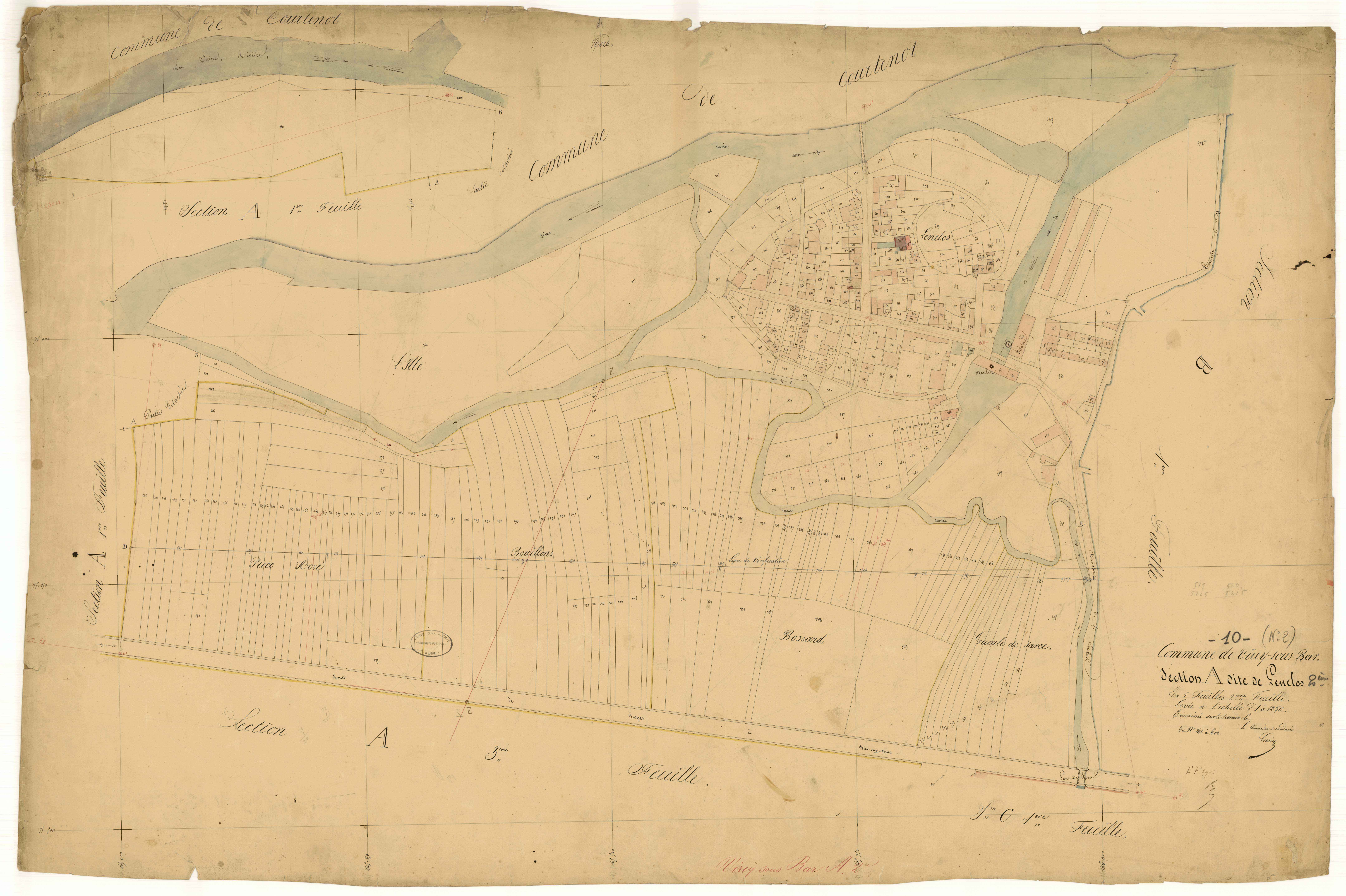 Virey-sous-Bar, section A dite de lenclos, feuille n°2, parcelles n° 241-602