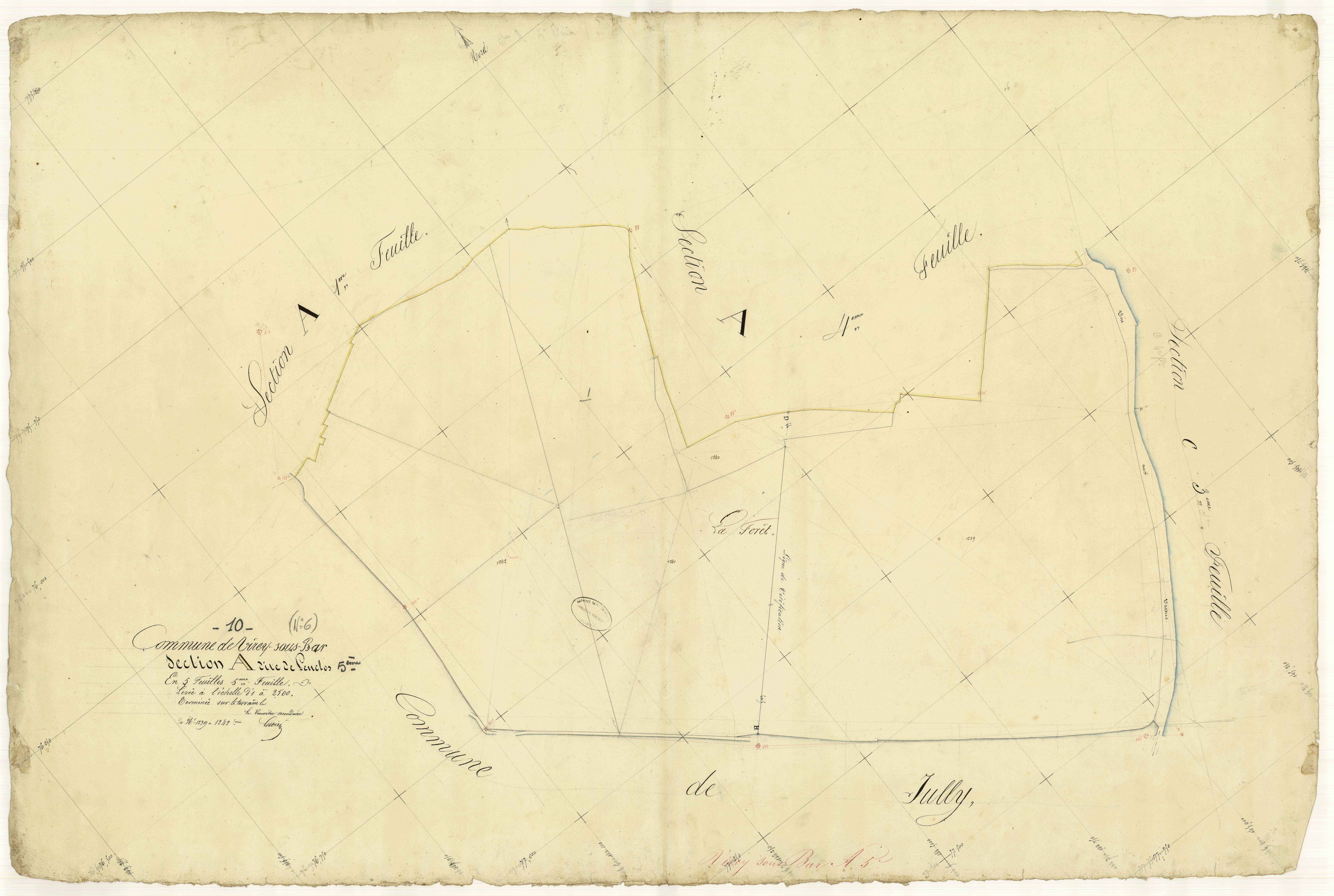 Virey-sous-Bar, section A dite de lenclos, feuille n°5, parcelles n° 1239-1242