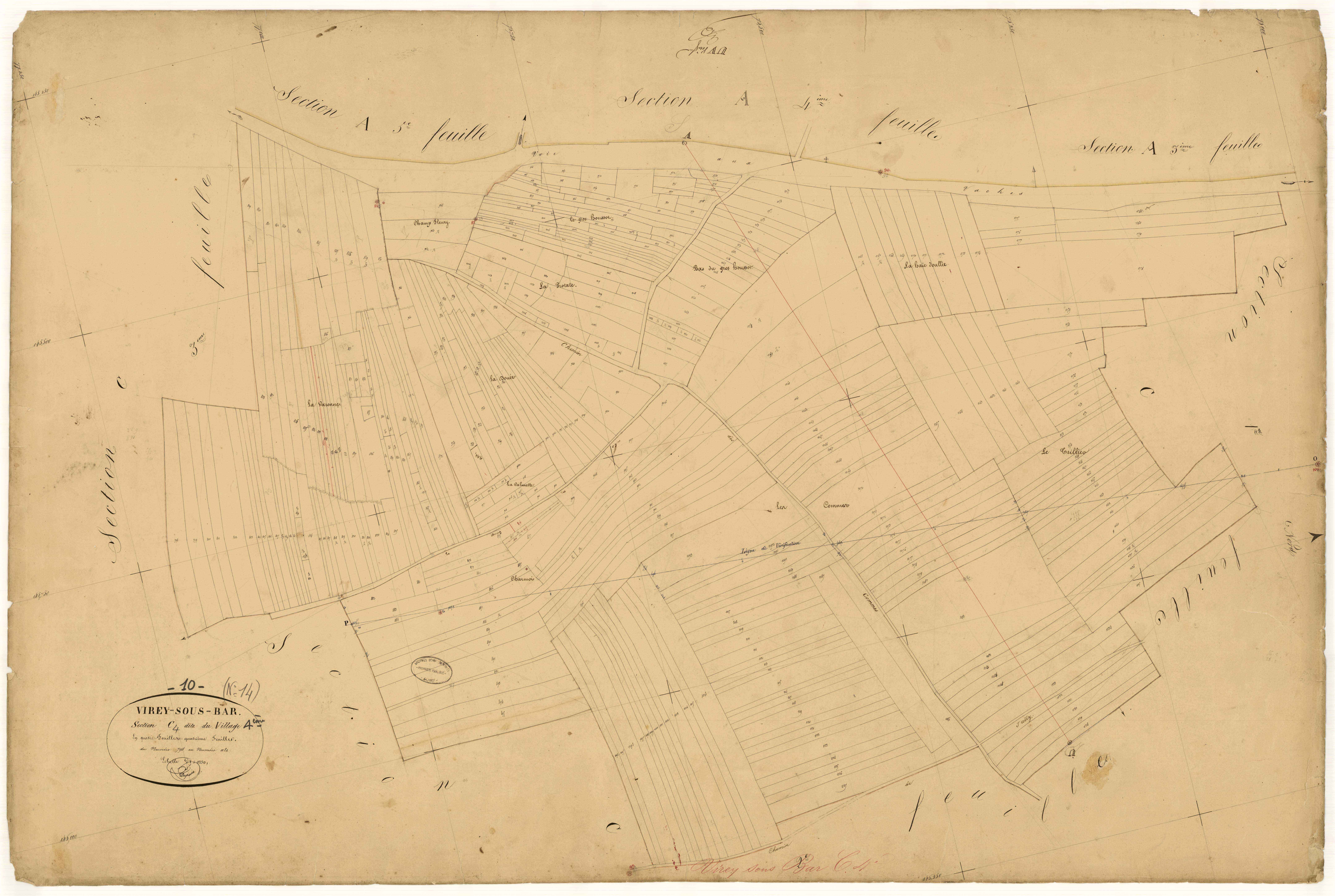 Virey-sous-Bar, section C dite du village, feuille n°4, parcelles n° 798-1181