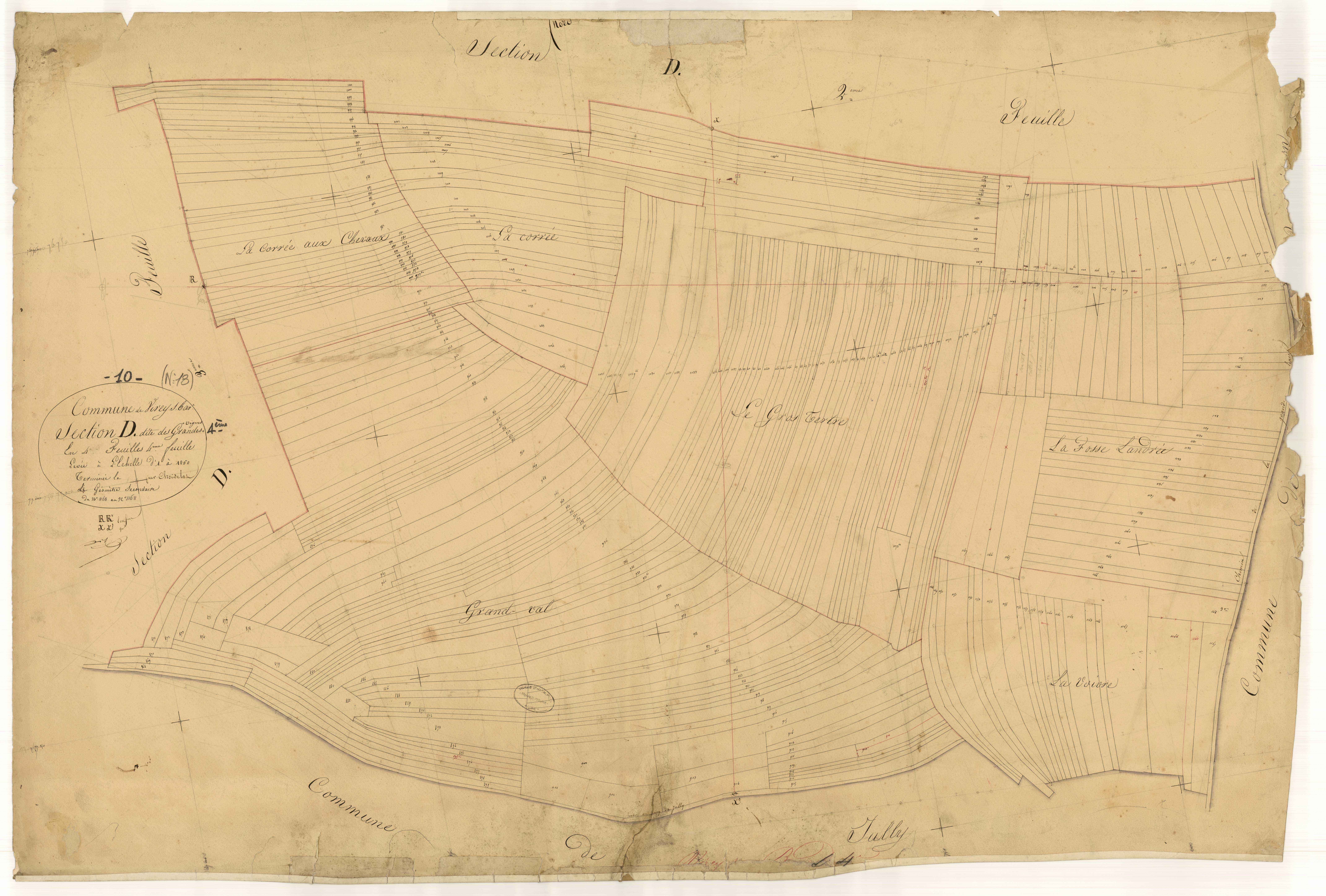 Virey-sous-Bar, section D dite des grandes vignes, feuille n°4, parcelles n° 868-1168