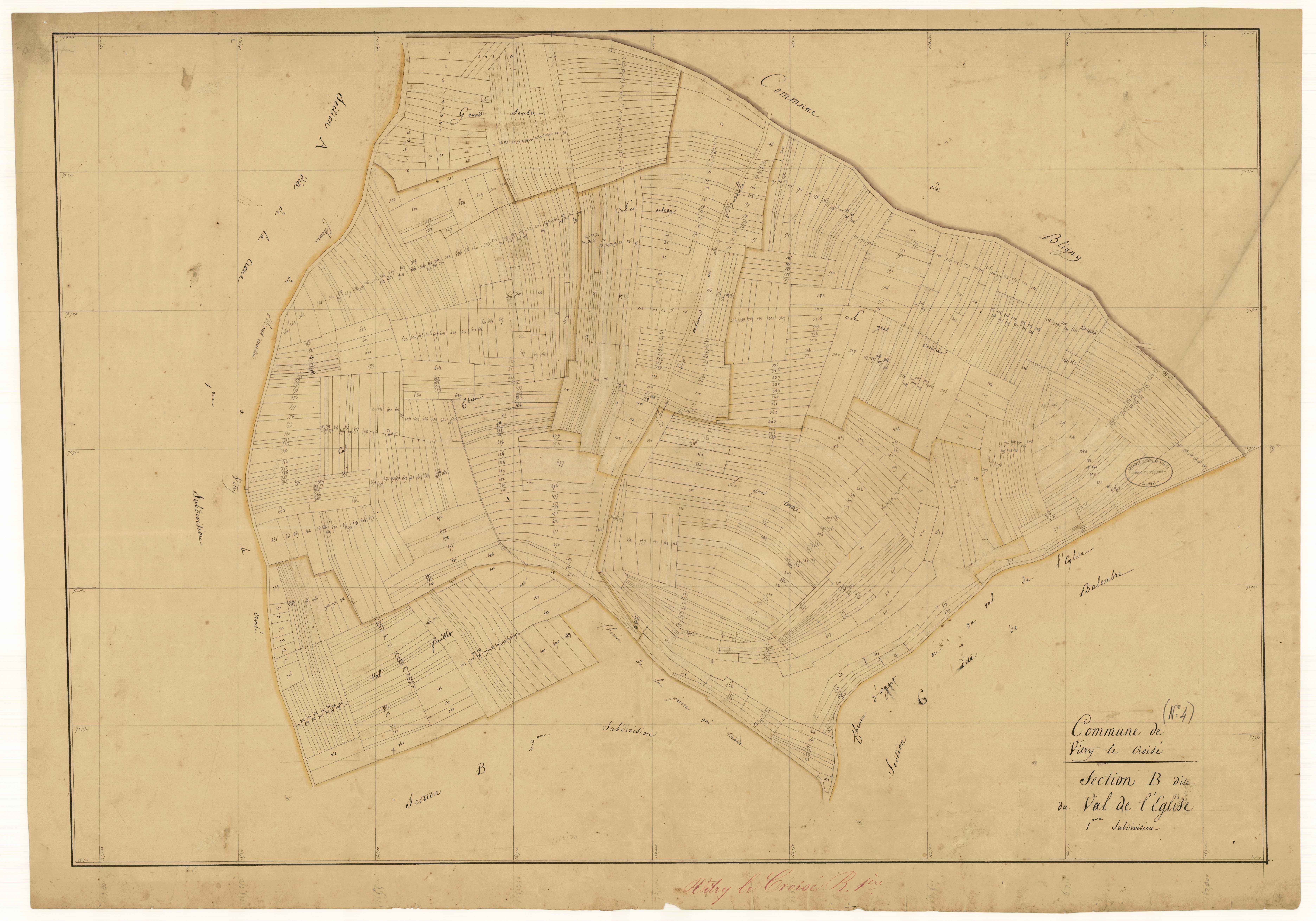 Vitry-le-Croisé, section B dite du val de l'église, feuille n°1