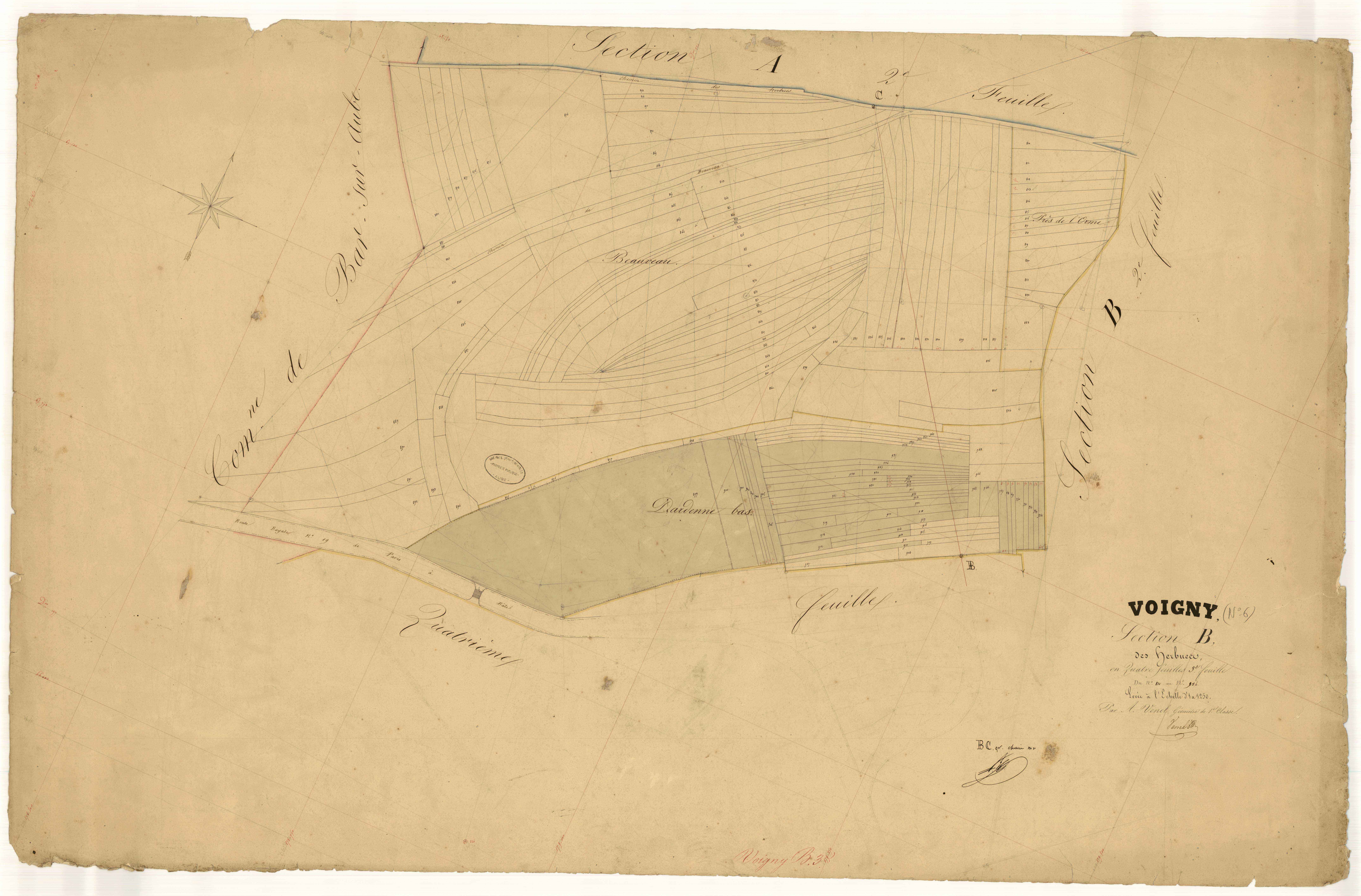 Voigny, section B dite des herbues, feuille n°3, parcelles n°810-954