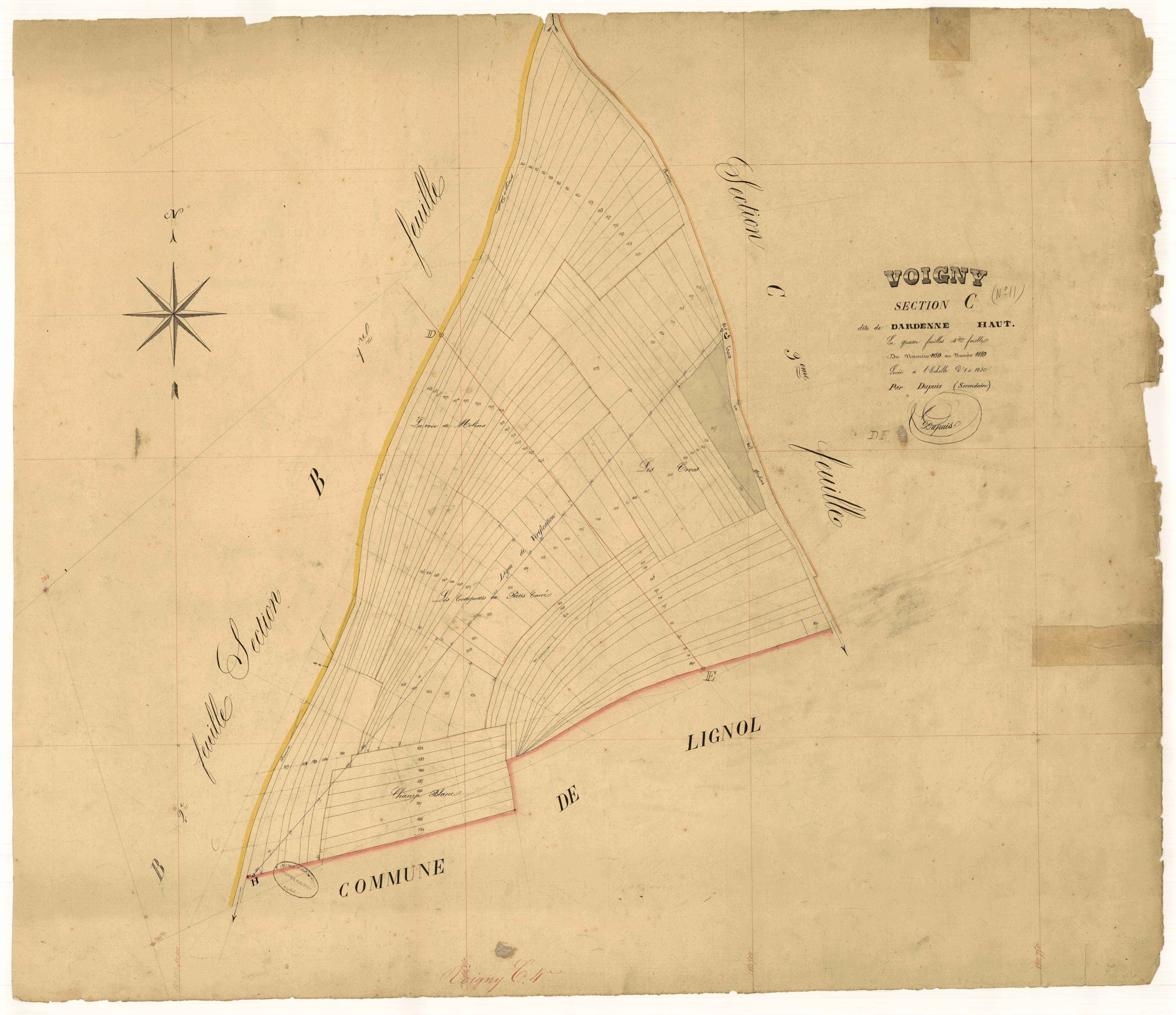 Voigny, section C dite de dardenne haut, feuille n°4, parcelles n°1189-1289