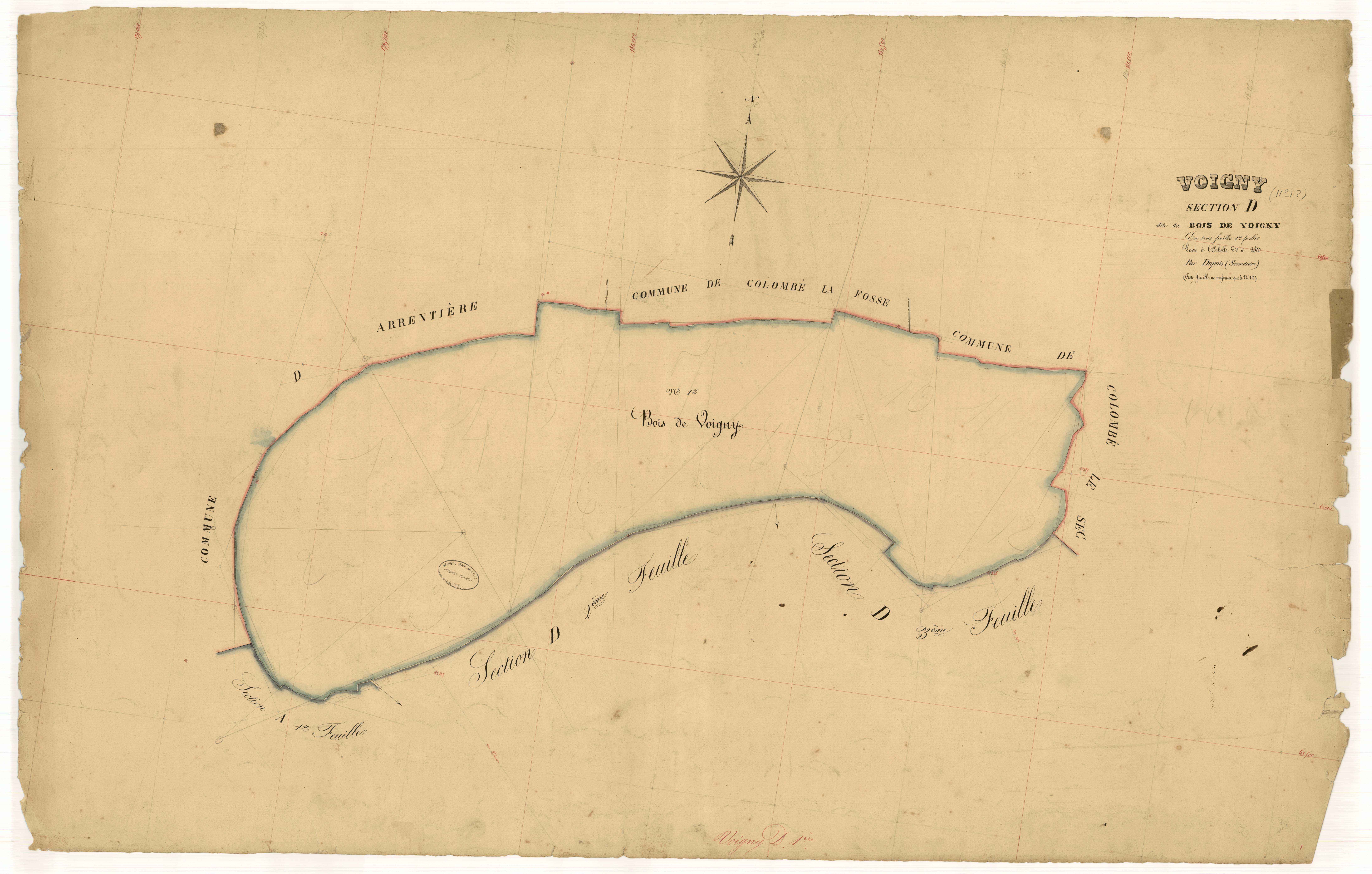 Voigny, section D dite du bois de Voigny, feuille n°1, parcelles n°1