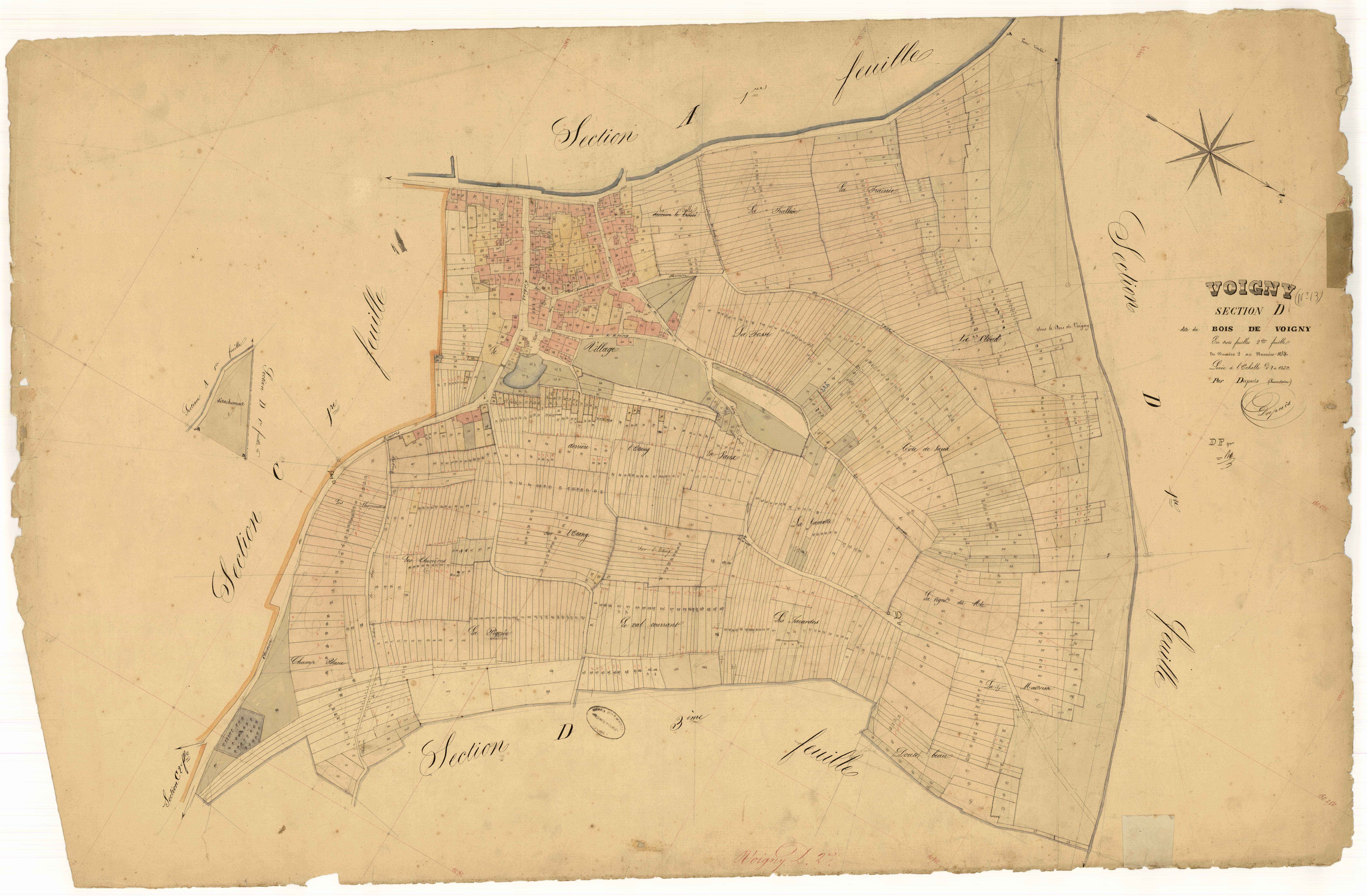Voigny, section D dite du bois de Voigny, feuille n°2, parcelles n°2-1154
