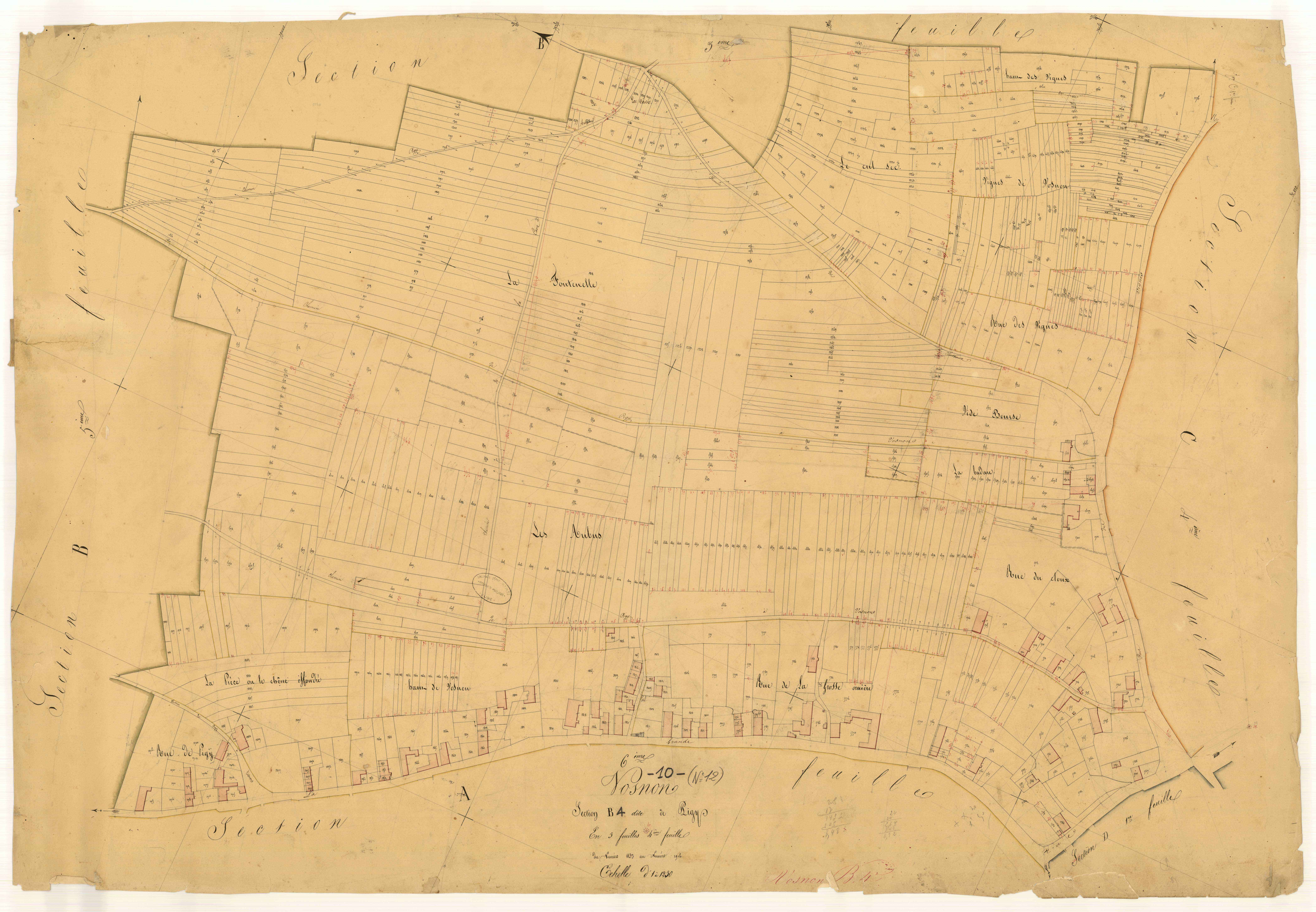 Vosnon, section B dite de pigy, feuille n°4, parcelles n° 1153-1916