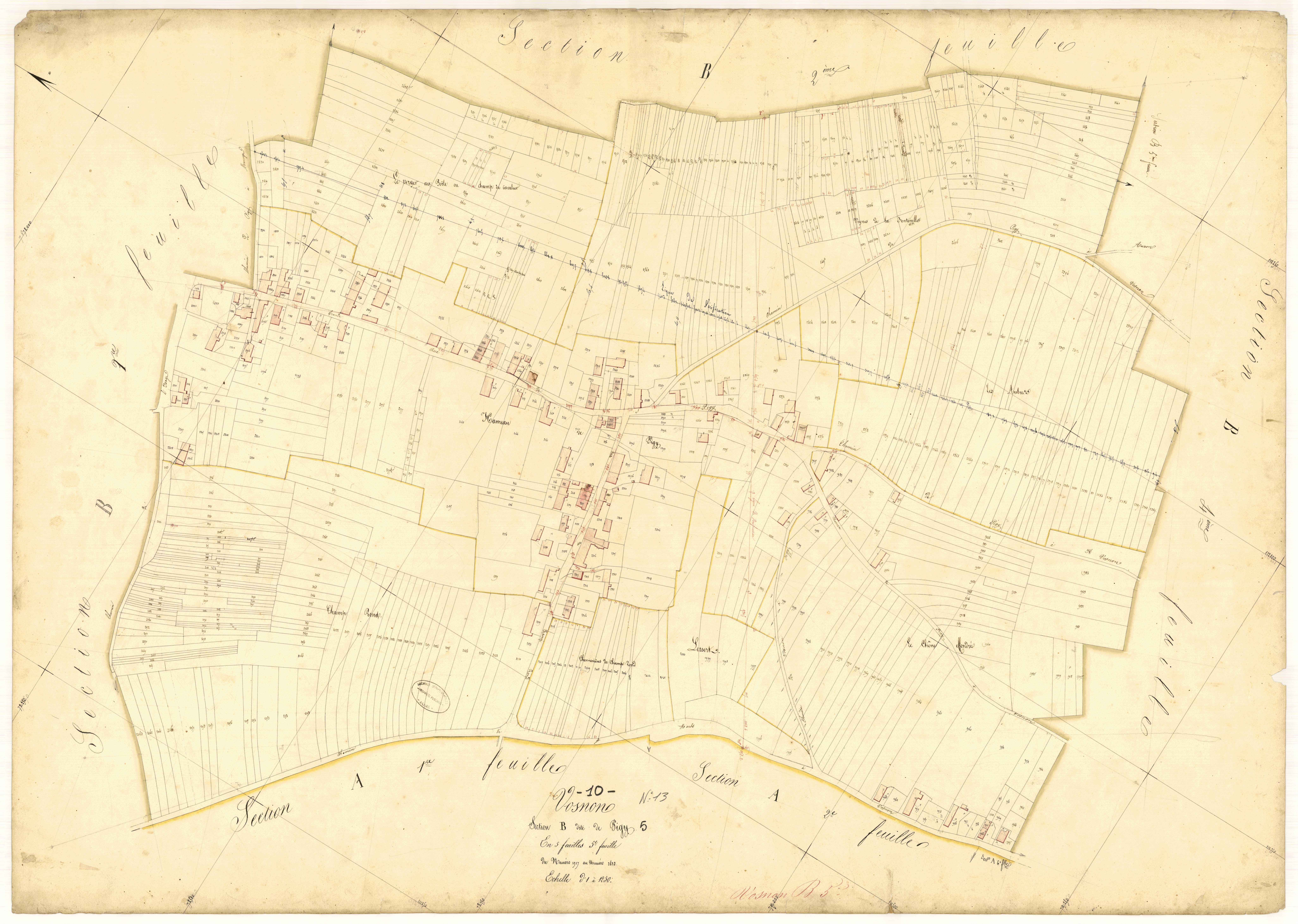 Vosnon, section B dite de pigy, feuille n°5, parcelles n° 1917-6638