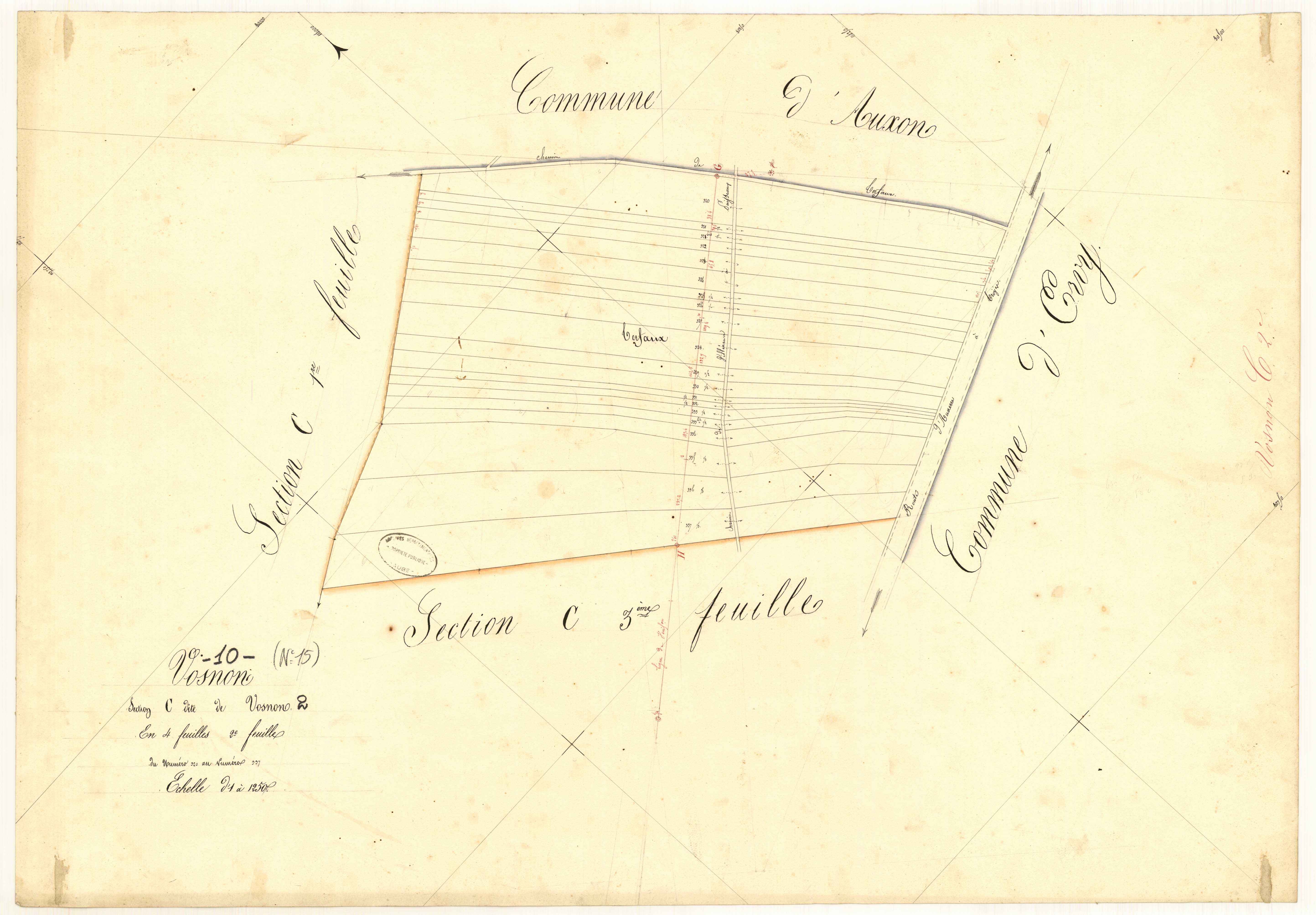 Vosnon, section C dite de Vosnon, feuille n°2, parcelles n° 320-337
