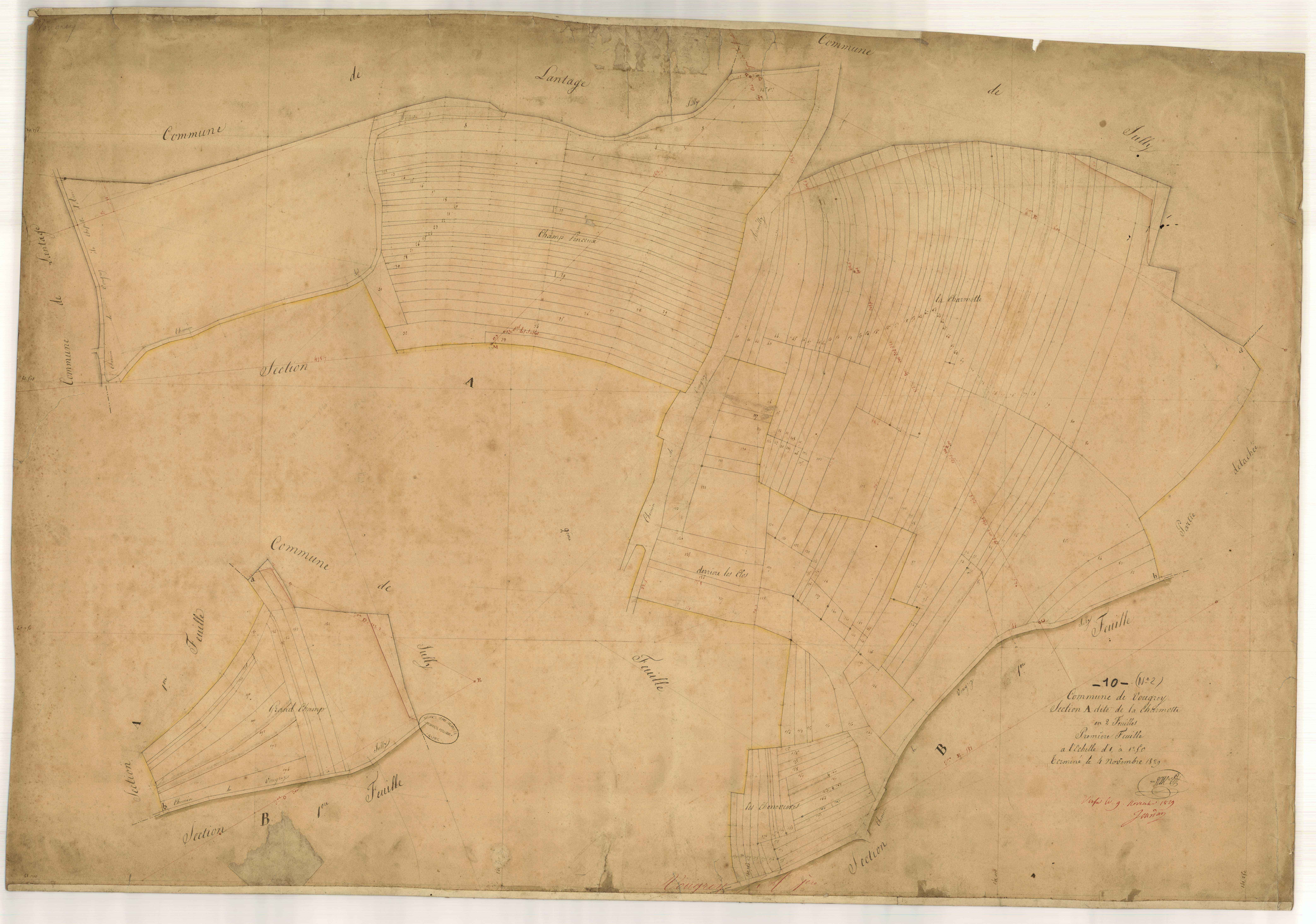 Vougrey, section A dite de la charmette, feuille n°1