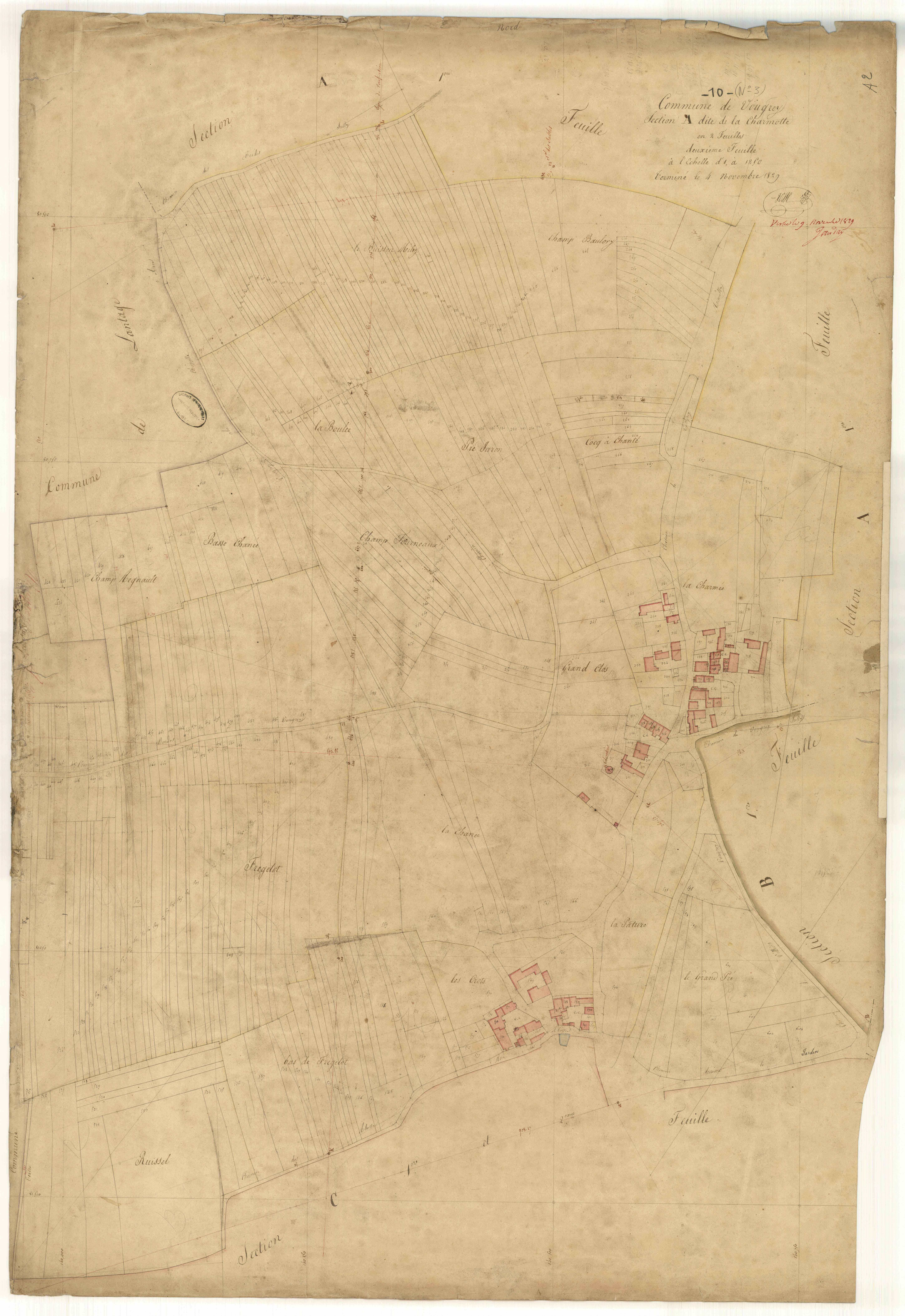 Vougrey, section A dite de la charmette, feuille n°2