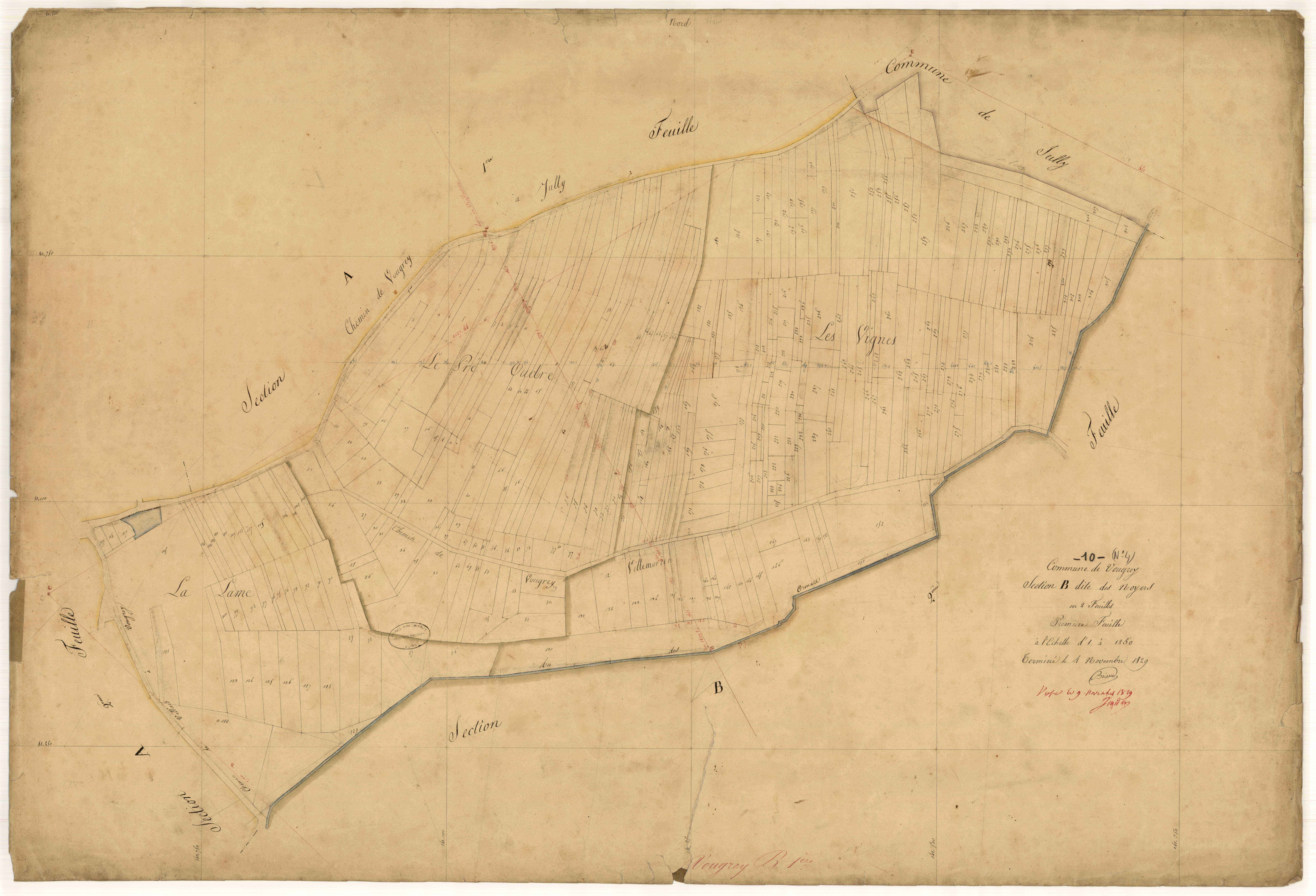 Vougrey, section B dite des noyers, feuille n°1