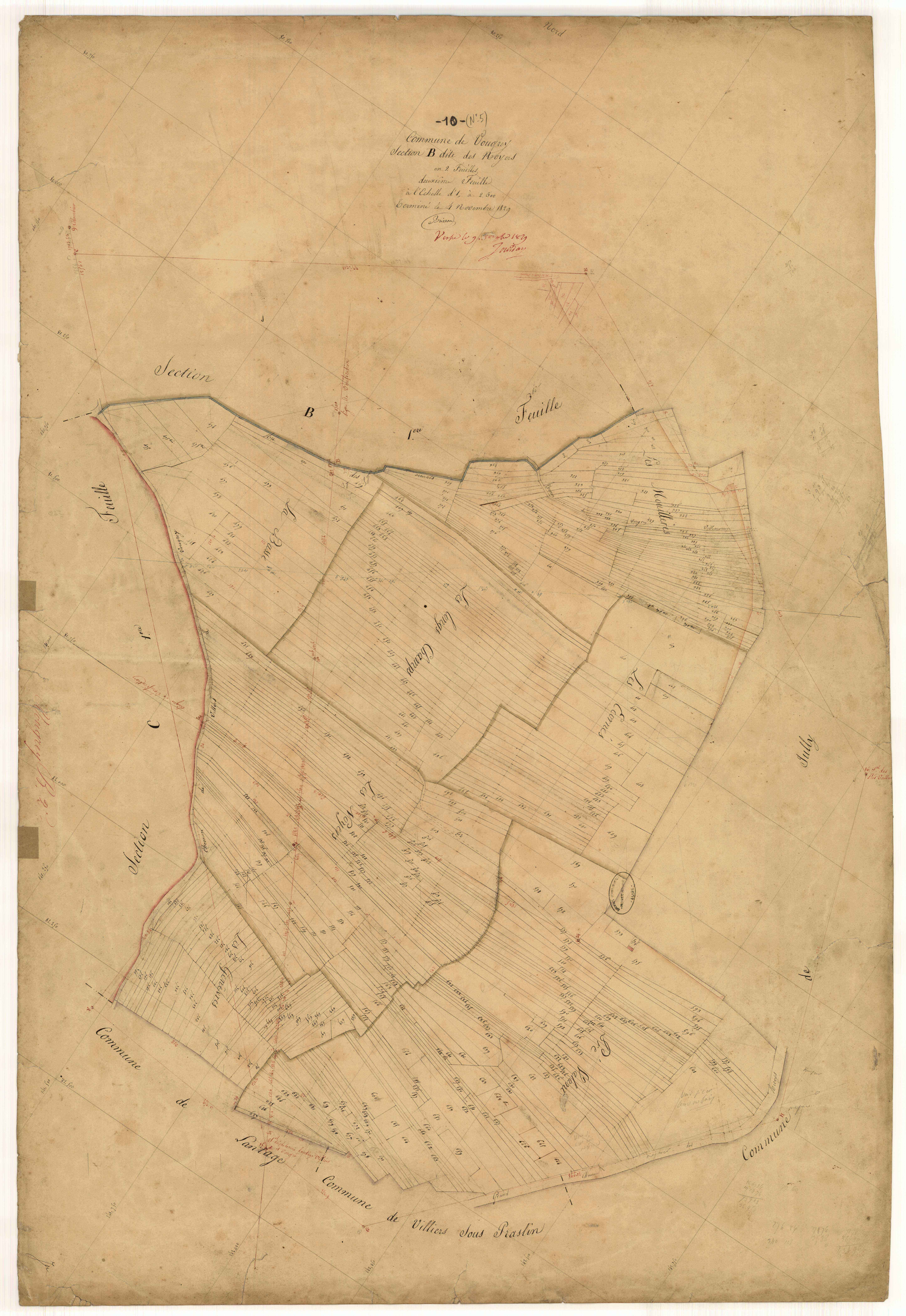 Vougrey, section B dite des noyers, feuille n°2