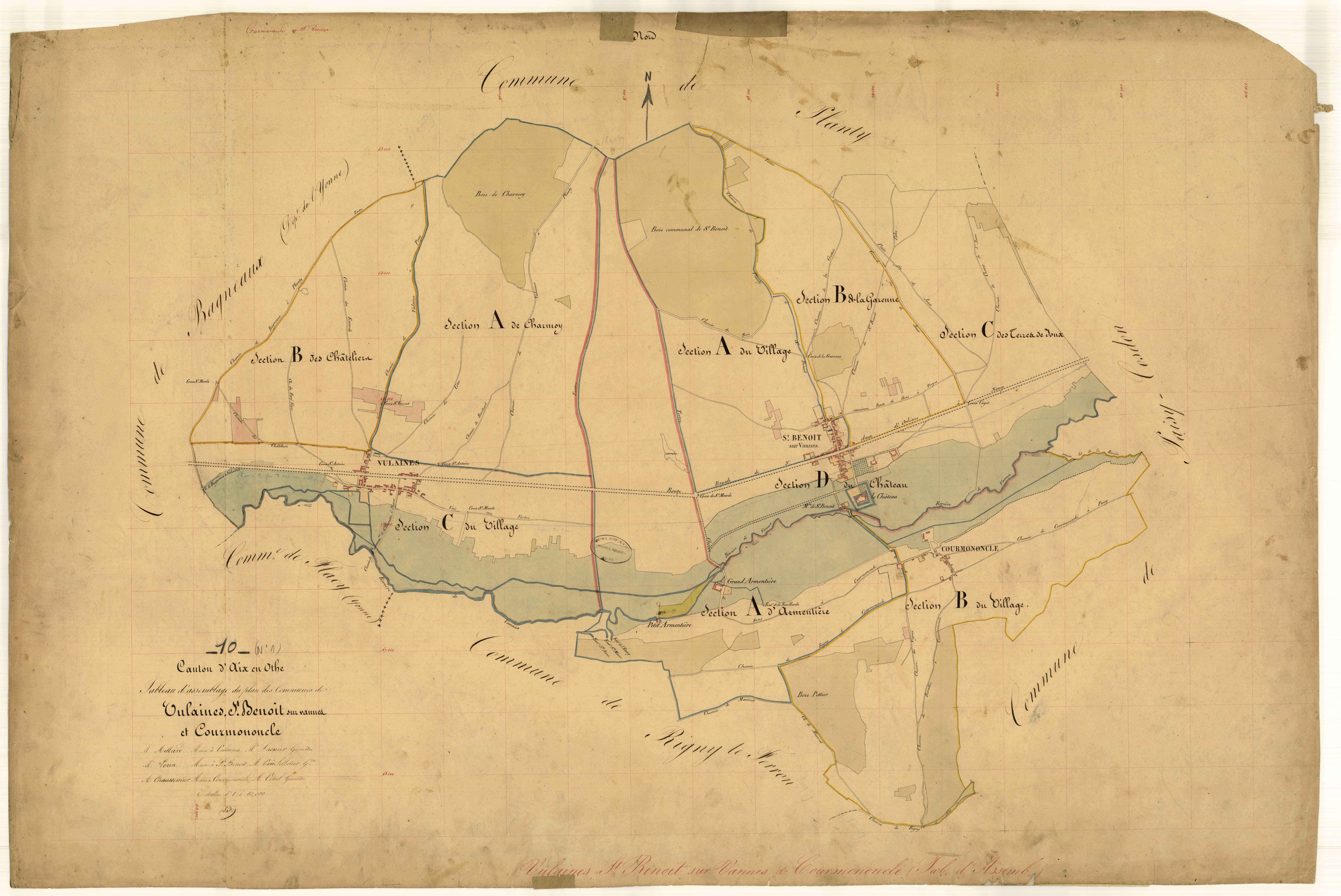 Vulaines, Saint-Benoît-sur-Vannes et Courmononcle, tableau d'assemblage