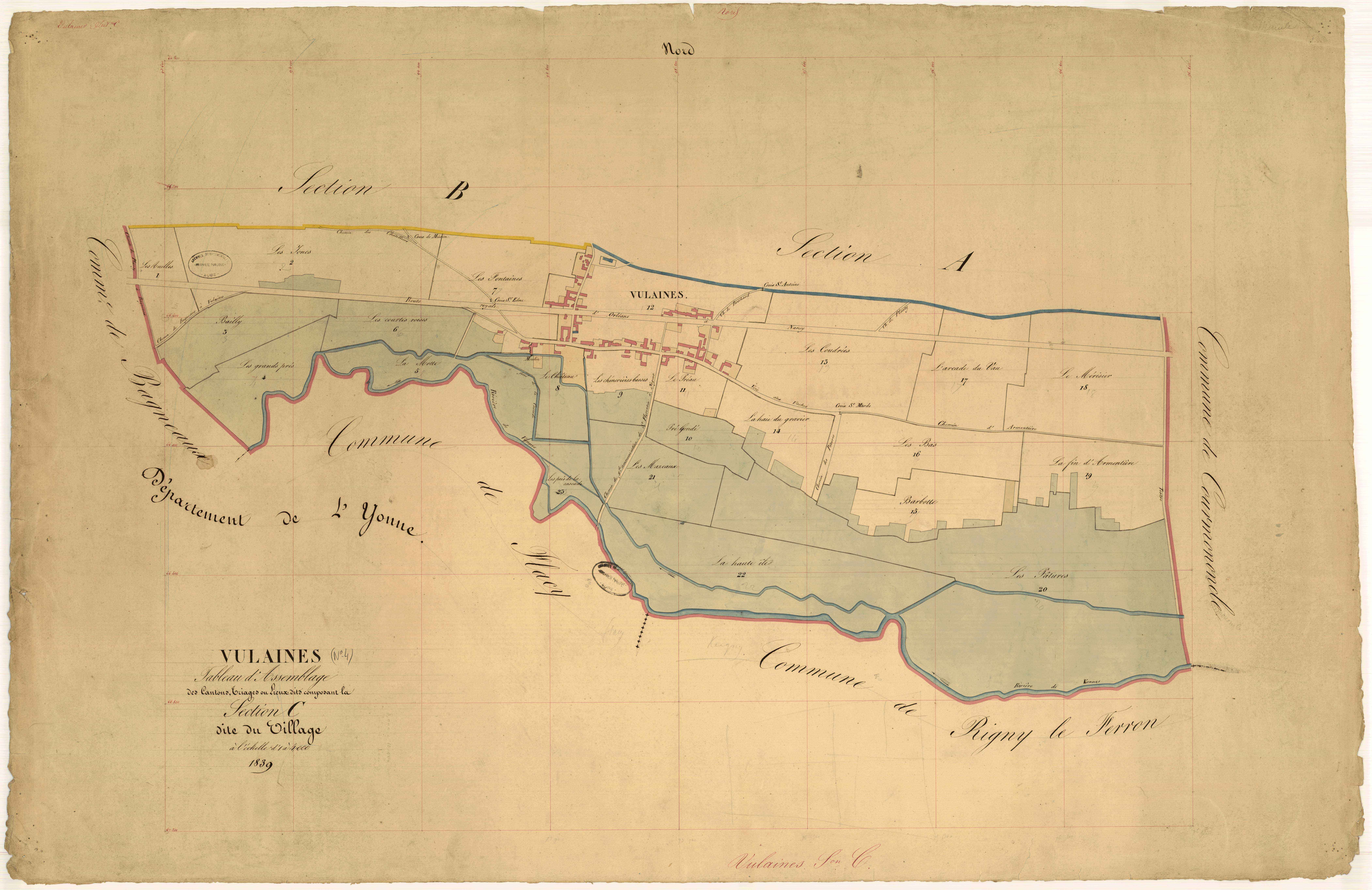 Vulaines, tableau d'assemblage section C dite du village