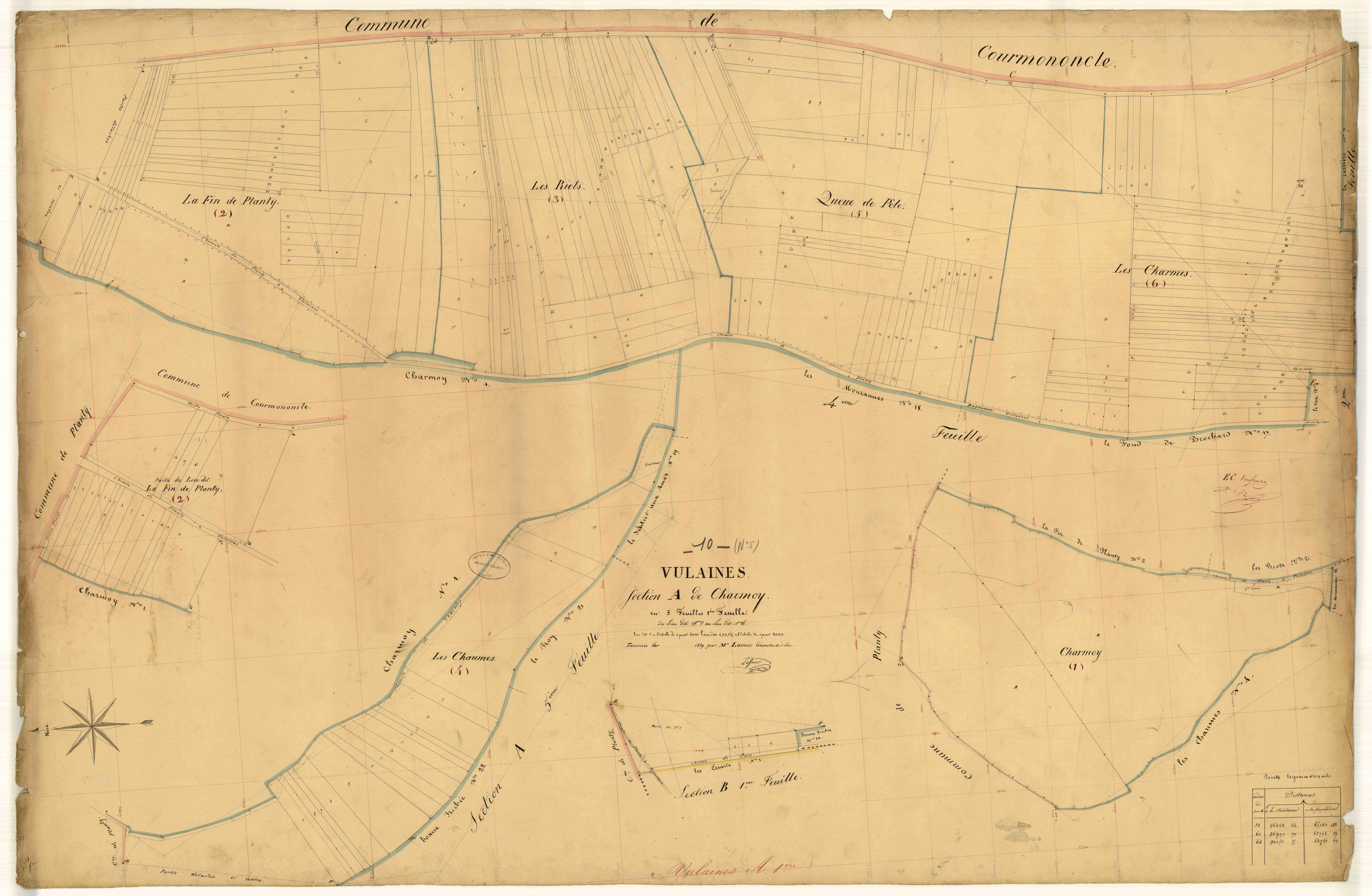Vulaines, section A dite de charmoy, feuille n°1, parcelles n°1-6