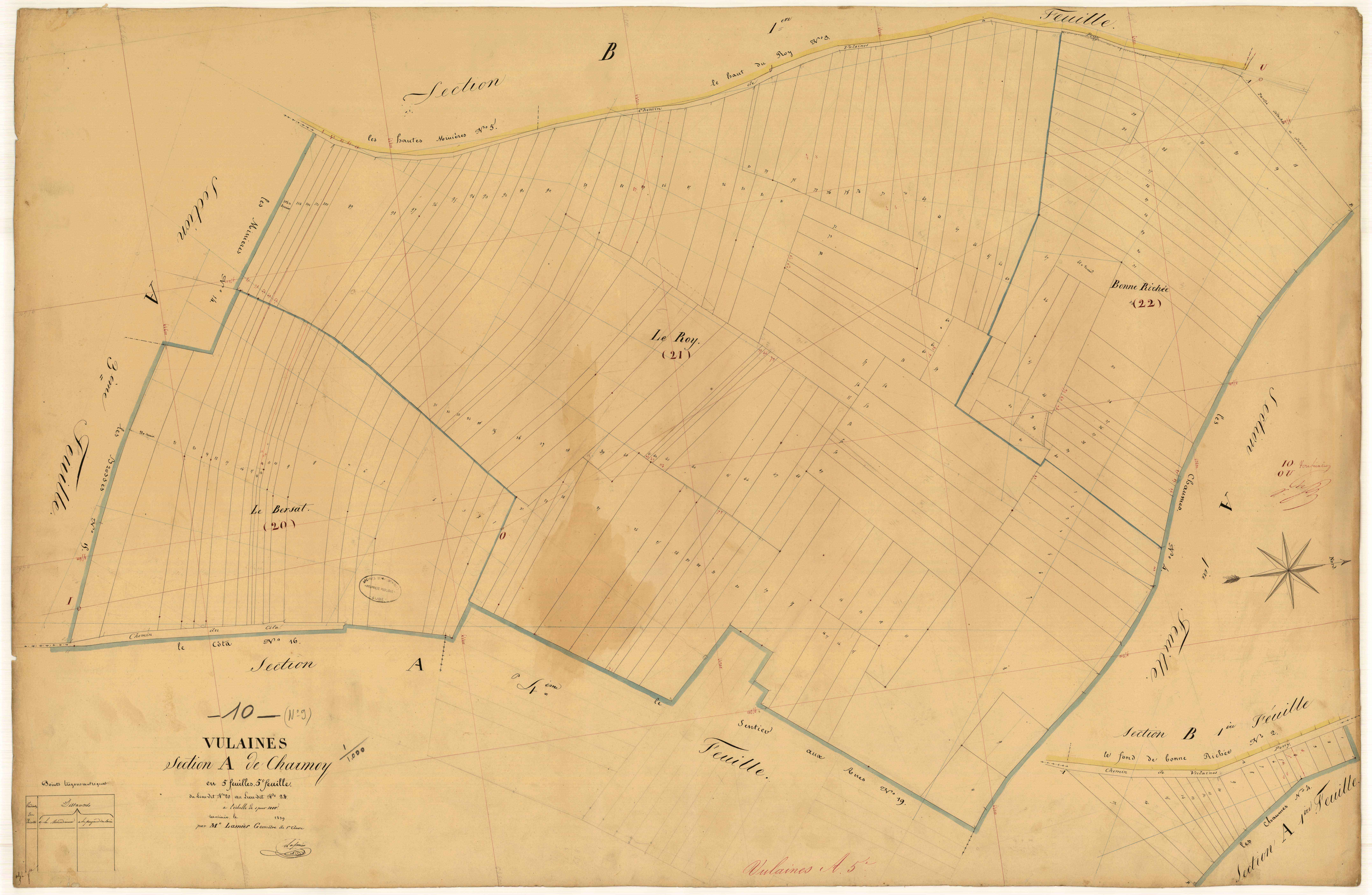 Vulaines, section A dite de charmoy, feuille n°5, parcelles n°20-23