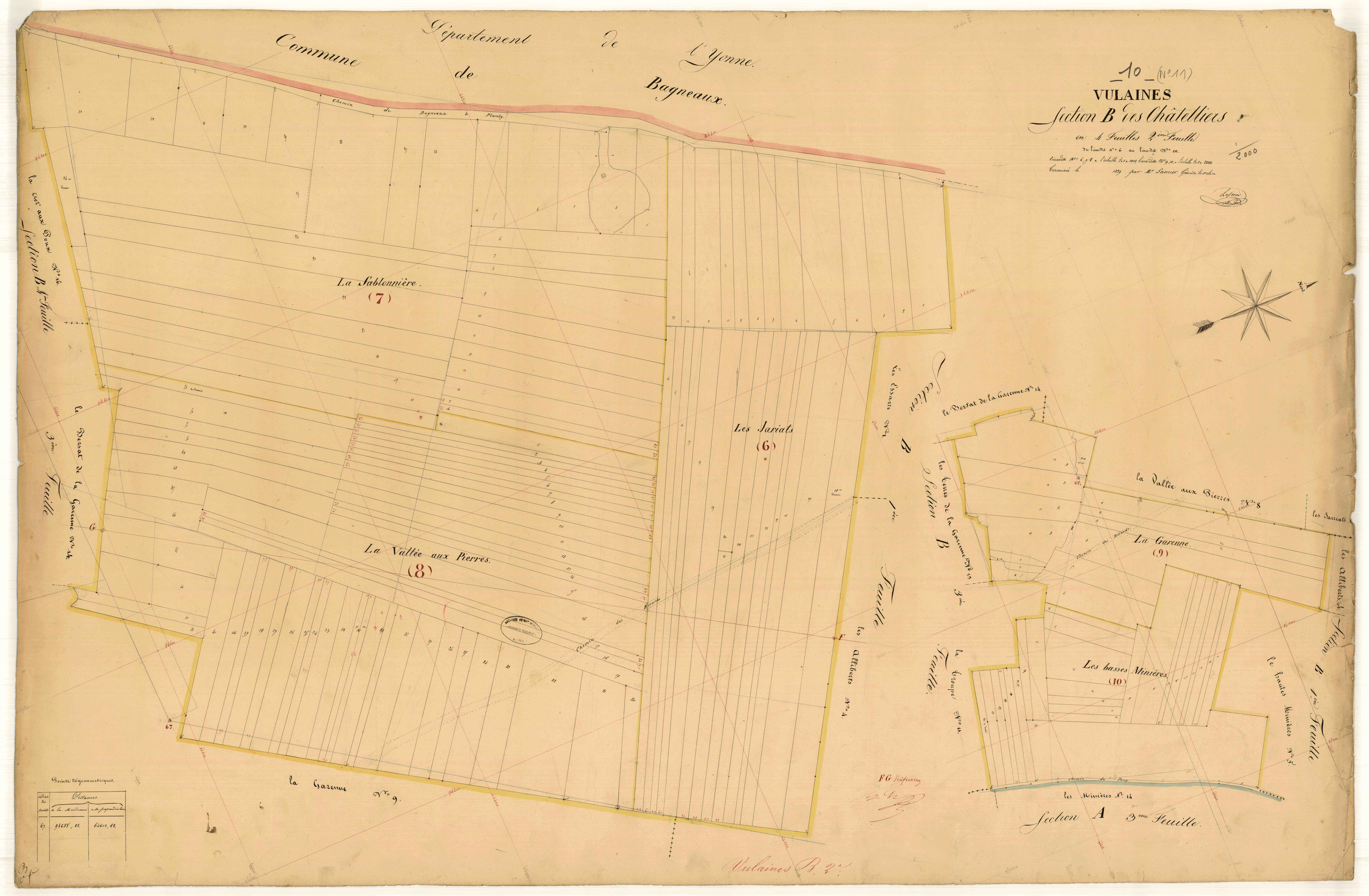 Vulaines, section B dite des chatelliers, feuille n°2, parcelles n°6-9