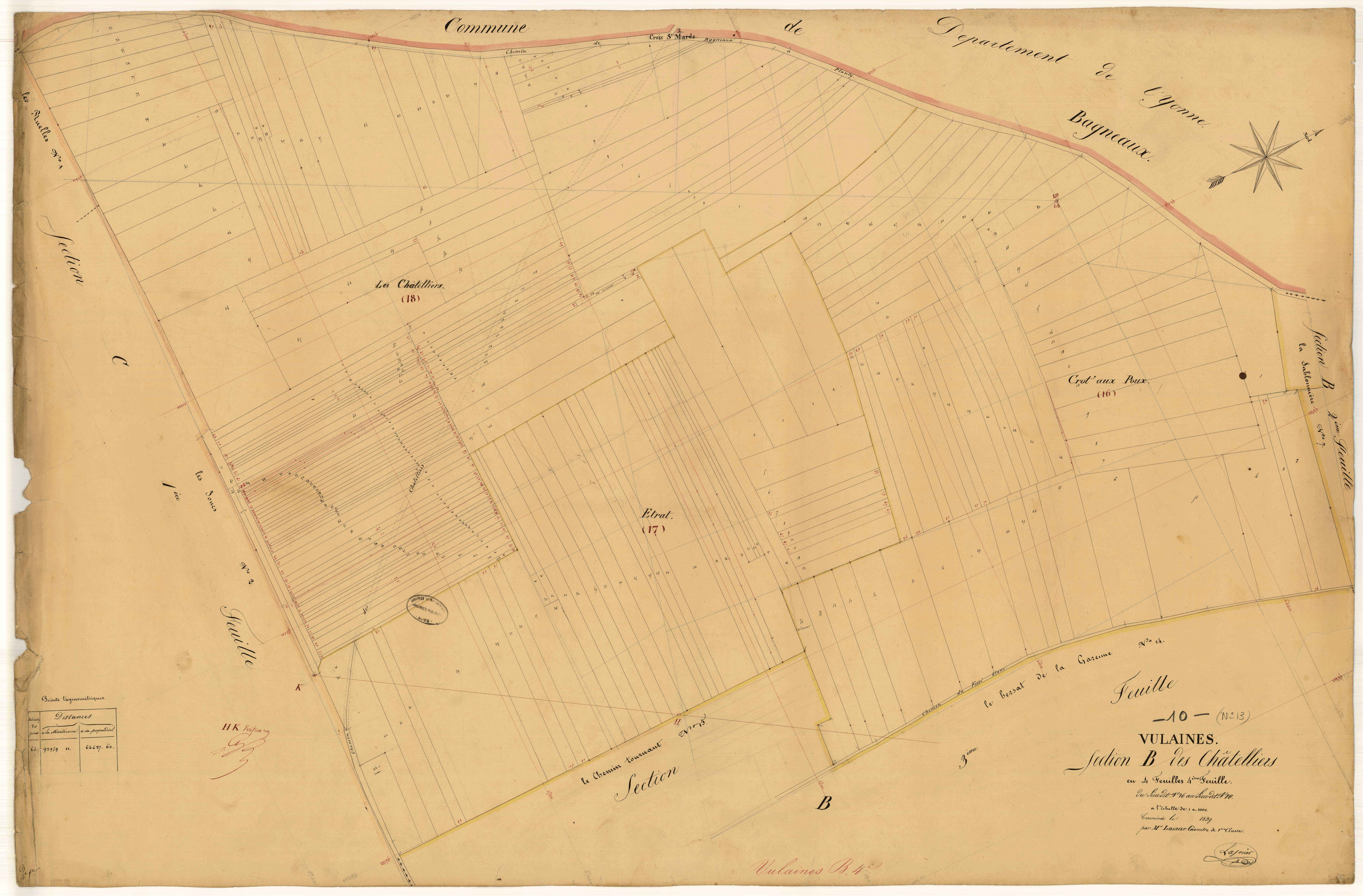 Vulaines, section B dite des chatelliers, feuille n°4, parcelles n°16-18