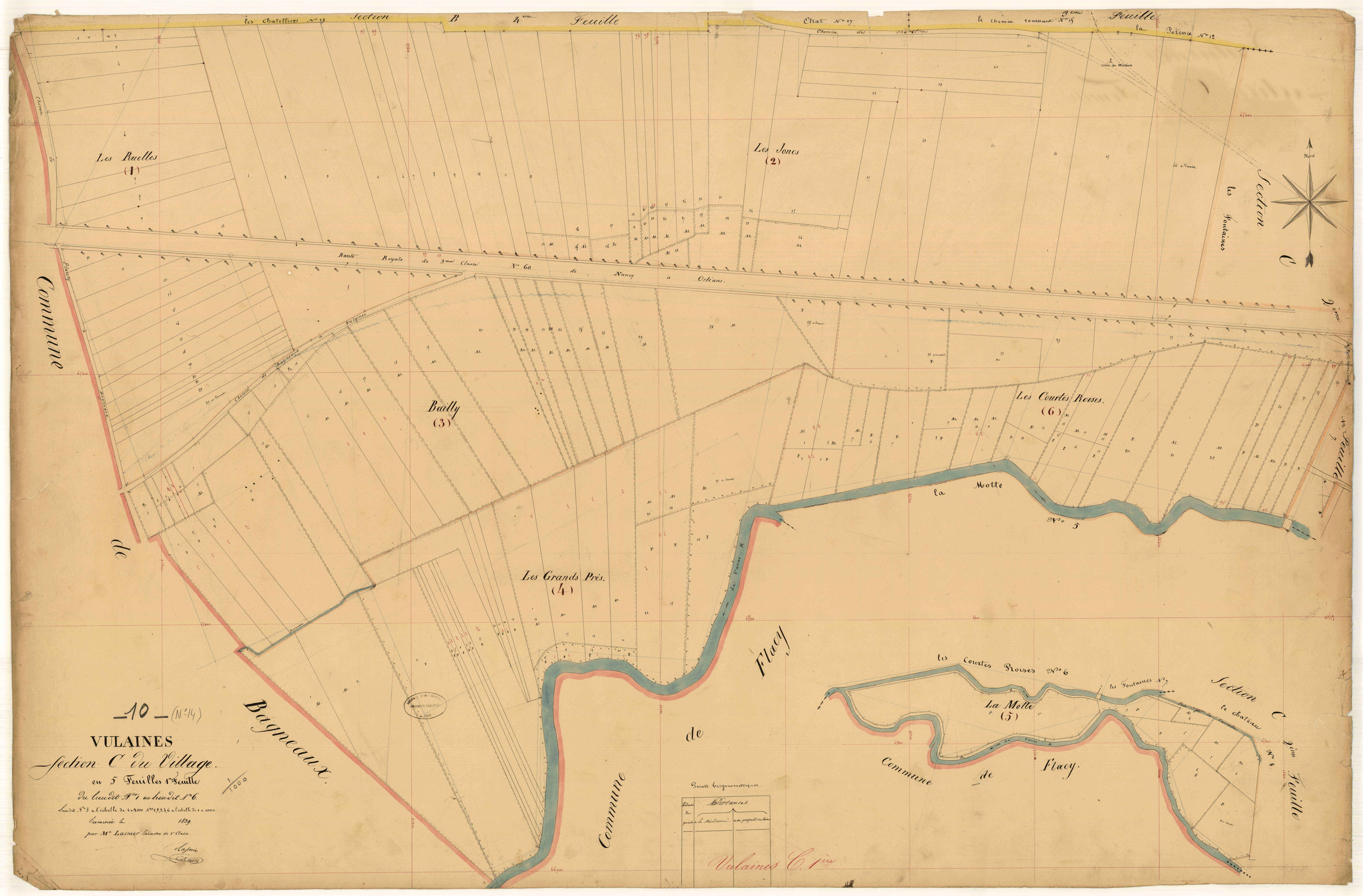 Vulaines, section C dite du village, feuille n°1, parcelles n°1-6