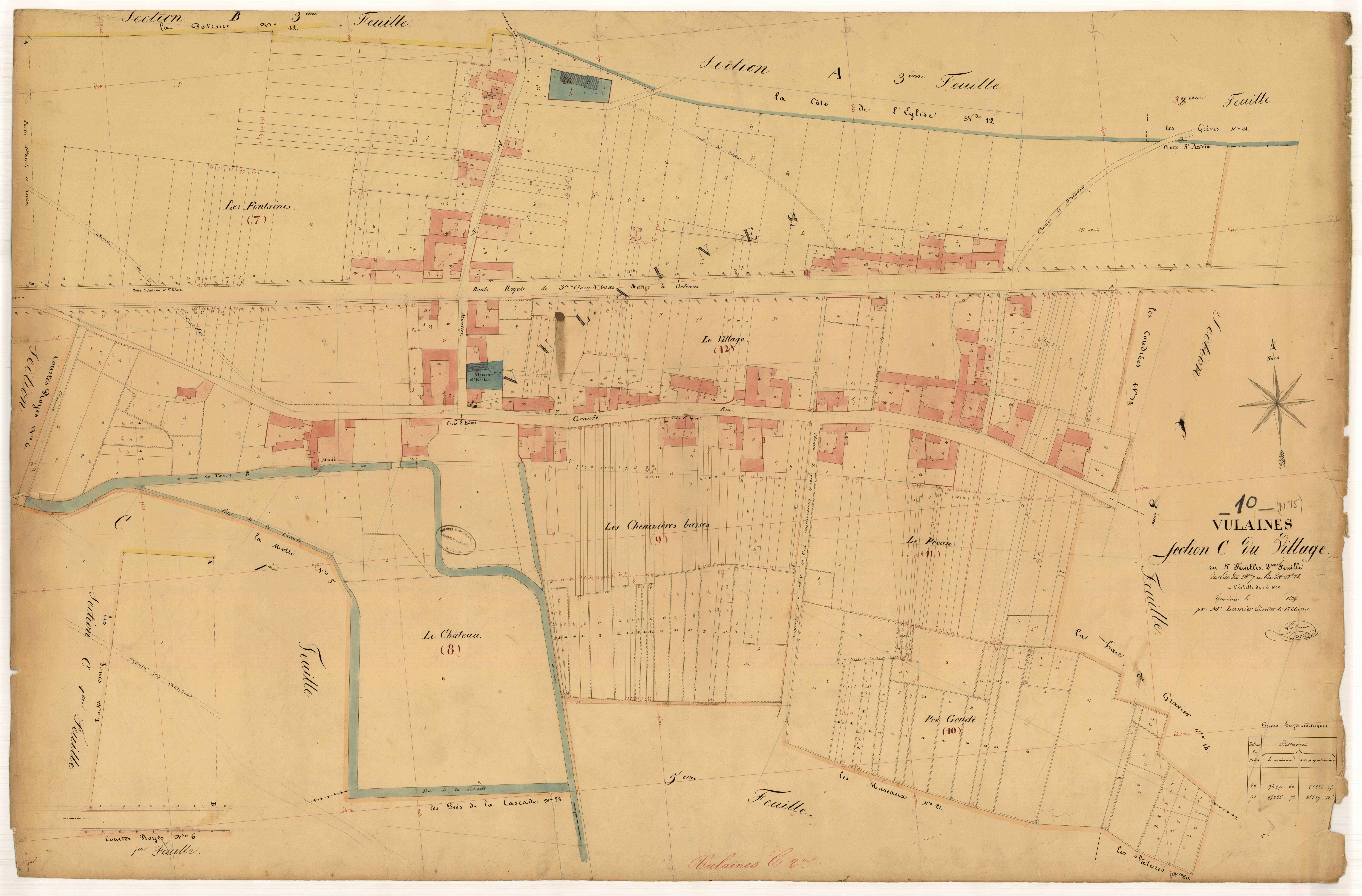 Vulaines, section C dite du village, feuille n°2, parcelles n°7-12