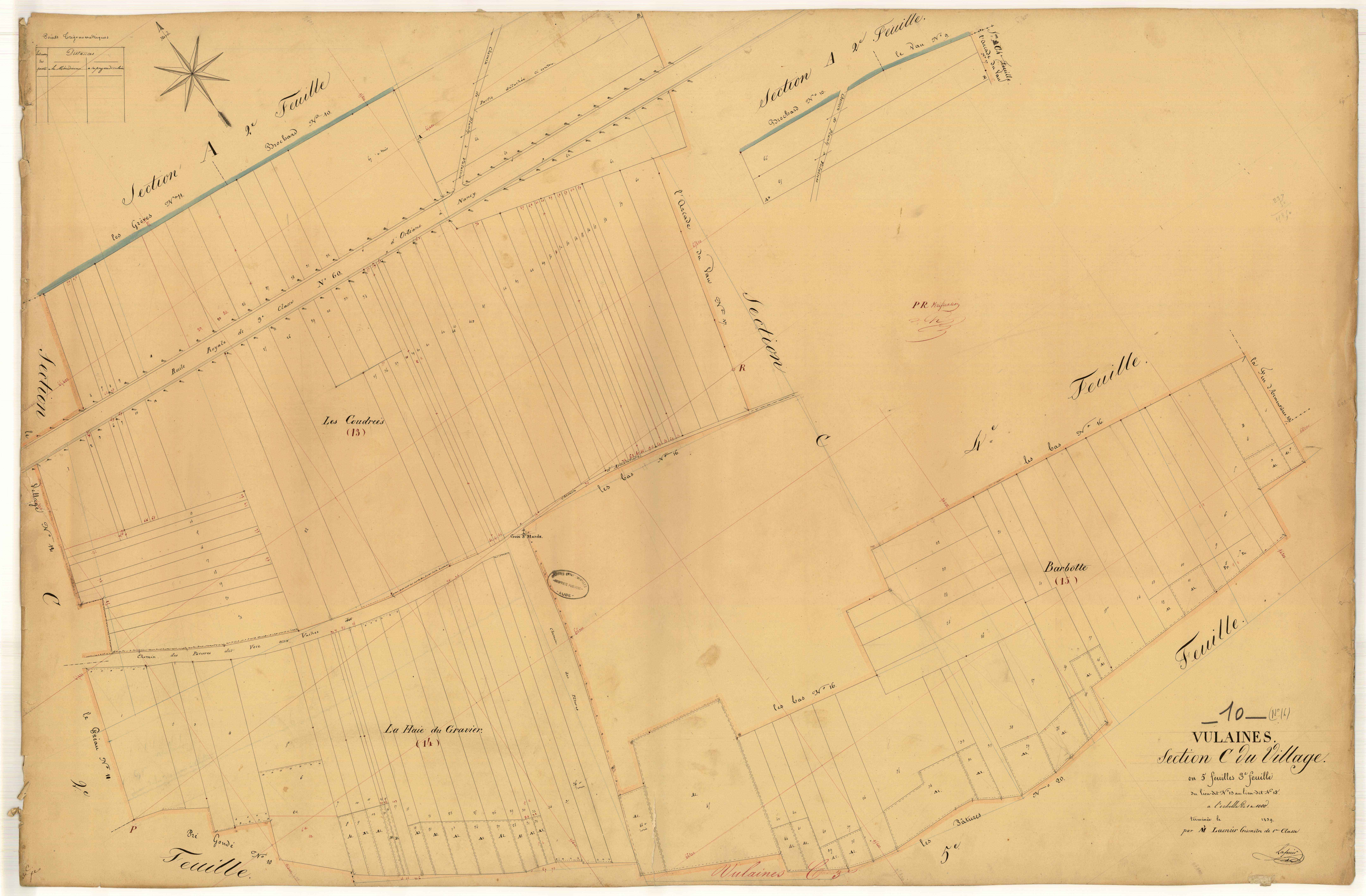 Vulaines, section C dite du village, feuille n°3, parcelles n°13-15