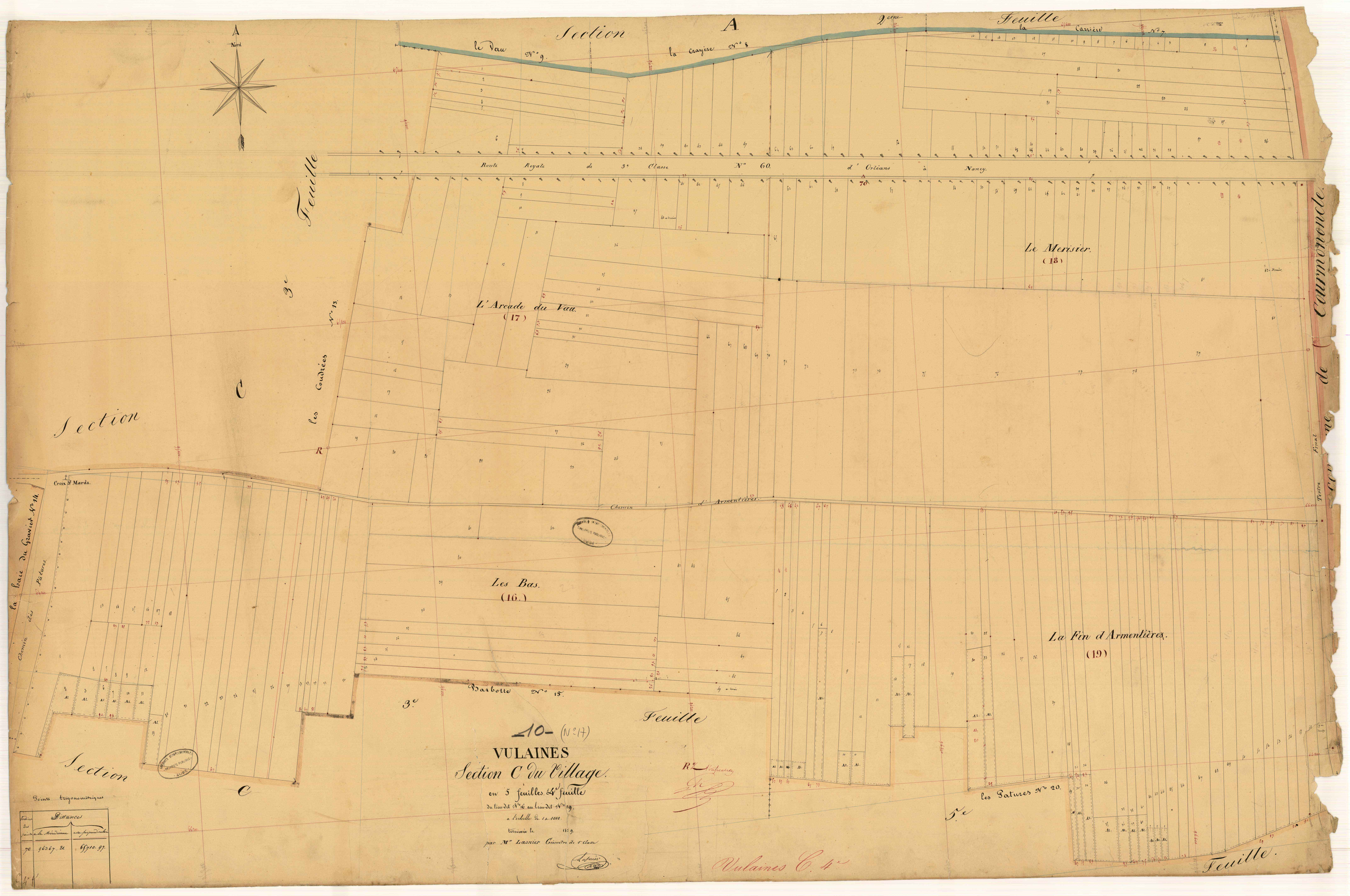 Vulaines, section C dite du village, feuille n°4, parcelles n°16-19