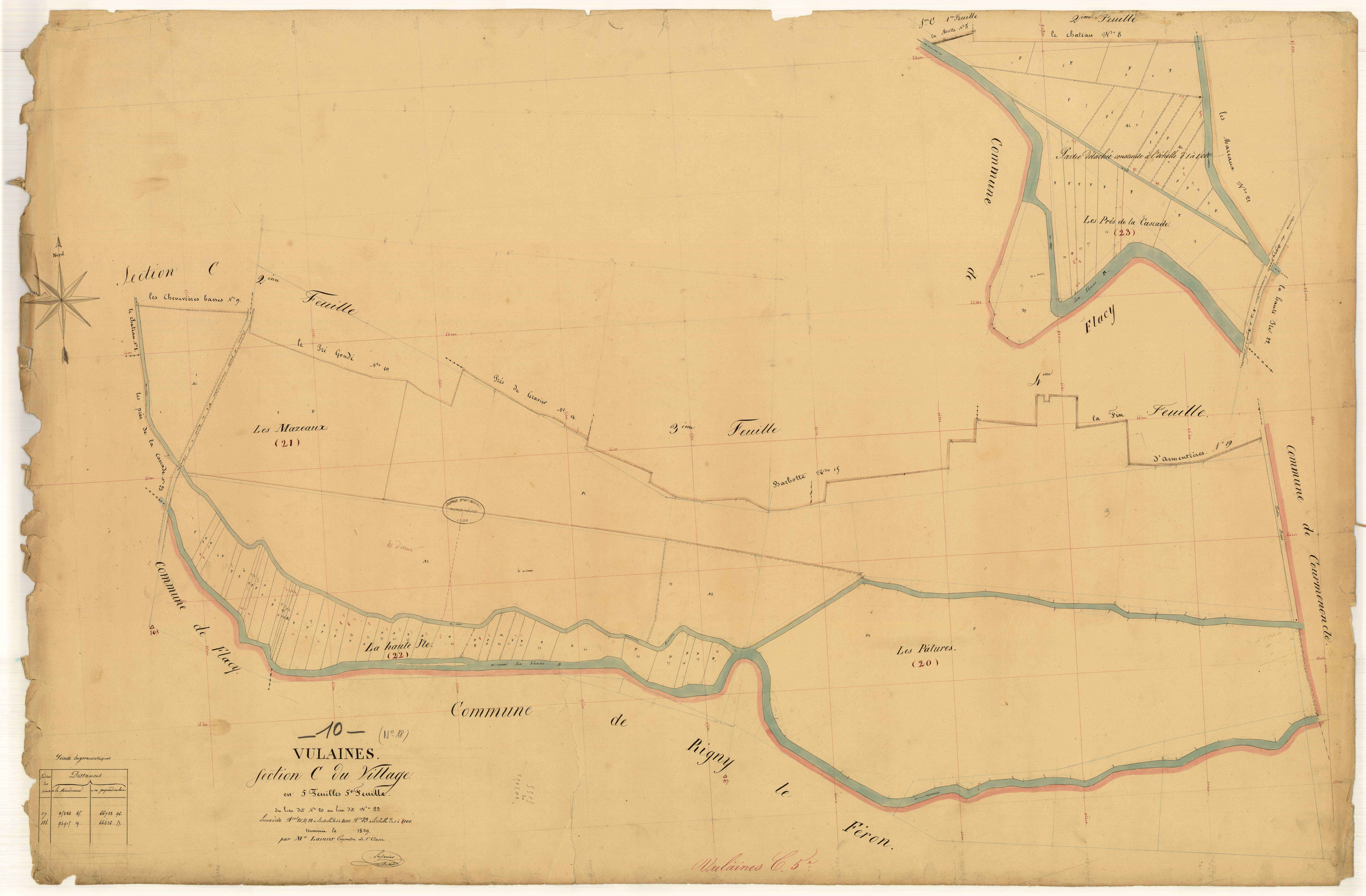 Vulaines, section C dite du village, feuille n°5, parcelles n°20-23