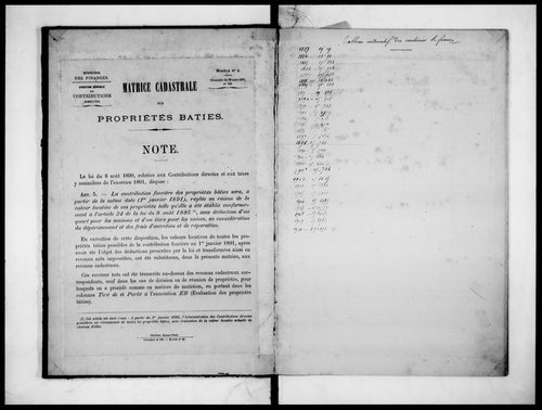 matrice cadastrale des propriétés bâties