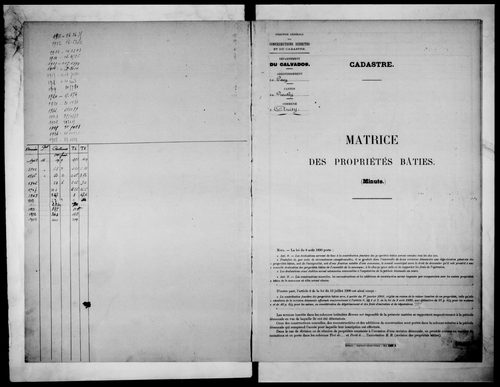 matrice cadastrale des propriétés bâties (1911-1956)