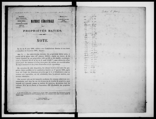 matrice cadastrale des propriétés bâties