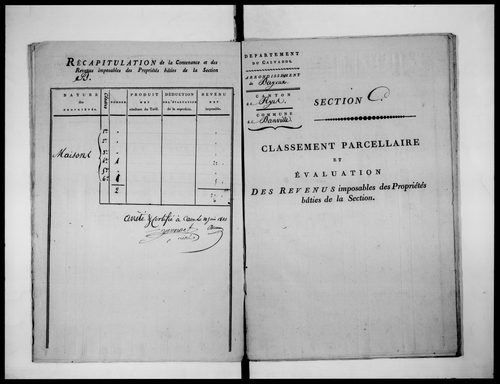 état de section (1810)