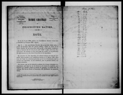 matrice cadastrale des propriétés bâties