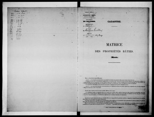 matrice cadastrale des propriétés bâties