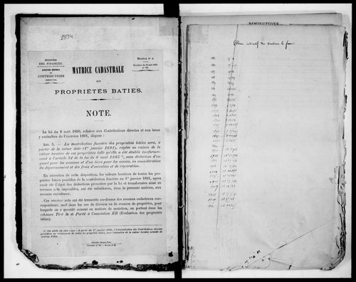 matrice cadastrale des propriétés bâties, 1881-1911, 1er vol. (cases 1-1200)