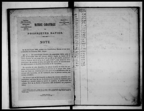 matrice cadastrale des propriétés bâties