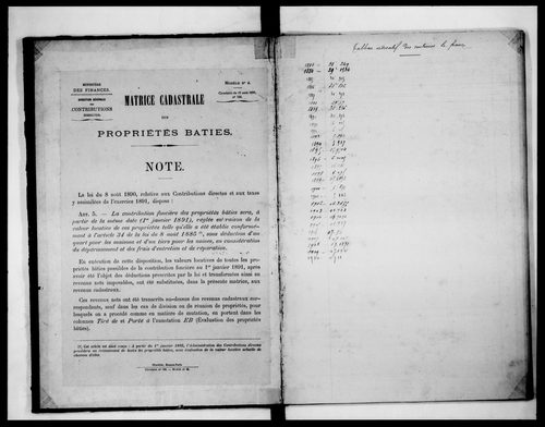 matrice cadastrale des propriétés bâties