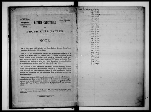 matrice cadastrale des propriétés bâties