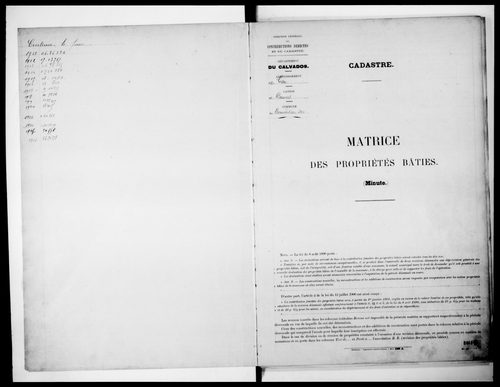 matrice cadastrale des propriétés bâties