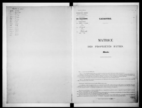 matrice cadastrale des propriétés bâties