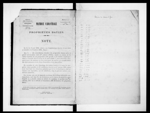 matrice cadastrale des propriétés bâties