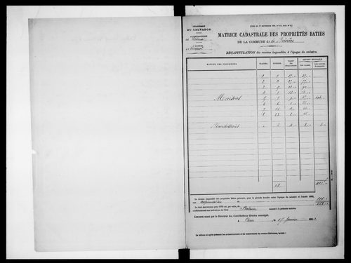 matrice cadastrale des propriétés bâties