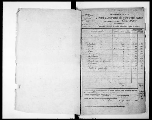 Matrice présentant la récapitulation des revenus imposables (concerne 3P/2949 à 2952)