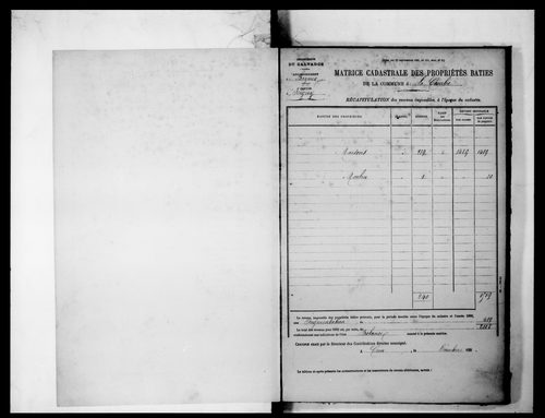 matrice cadastrale des propriétés bâties