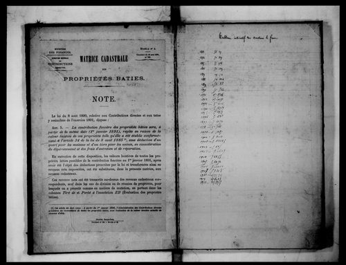 matrice cadastrale des propriétés bâties