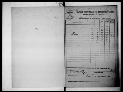 matrice cadastrale des propriétés bâties