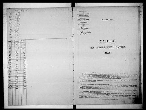 matrice cadastrale des propriétés bâties